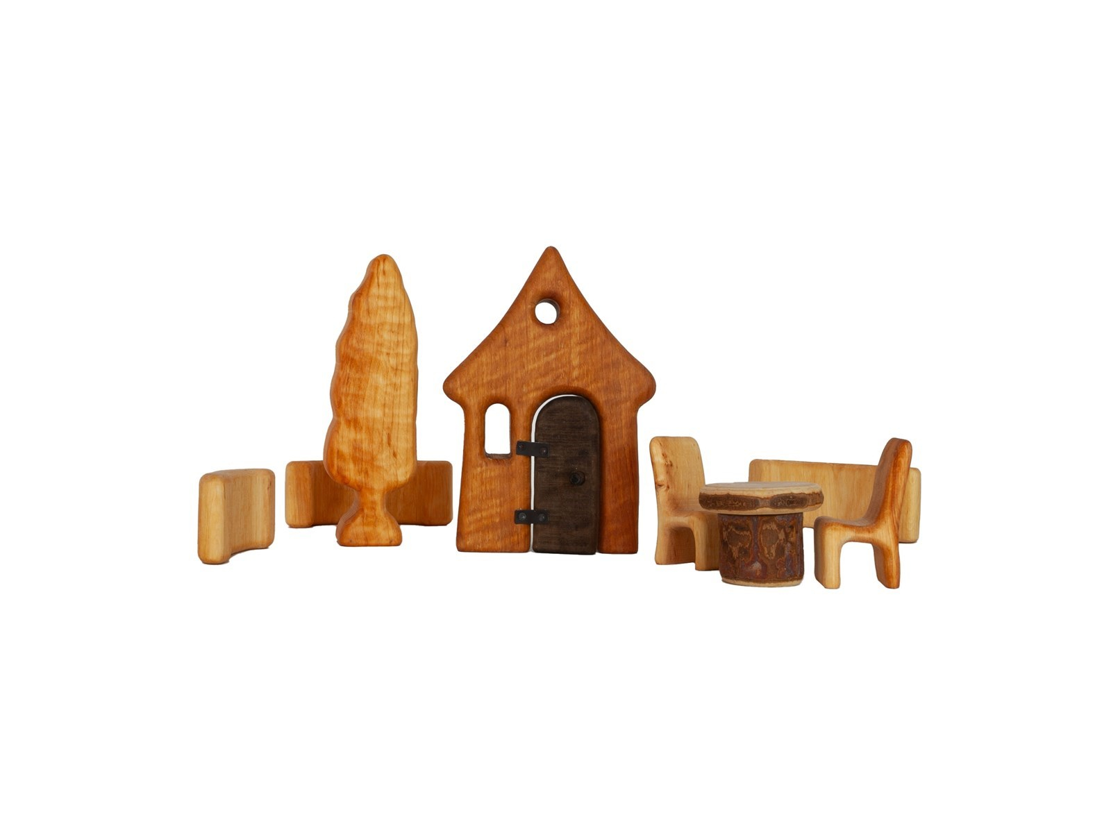 Holzbausteine natur Haus und Garten, Erlenholz 8-teilig