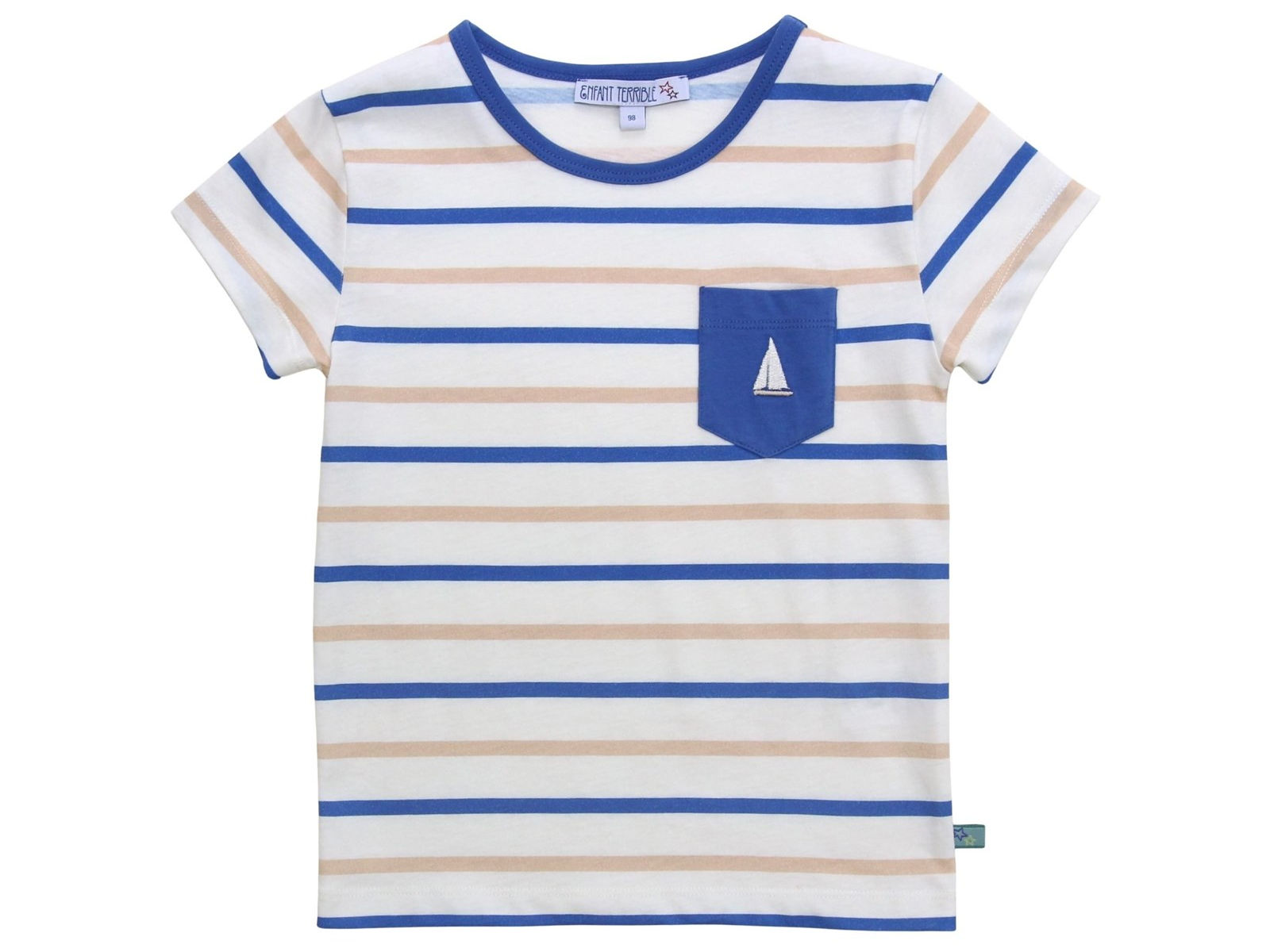 Shirt mit Streifen und Segelboot white-sky blue Gr. 98/104