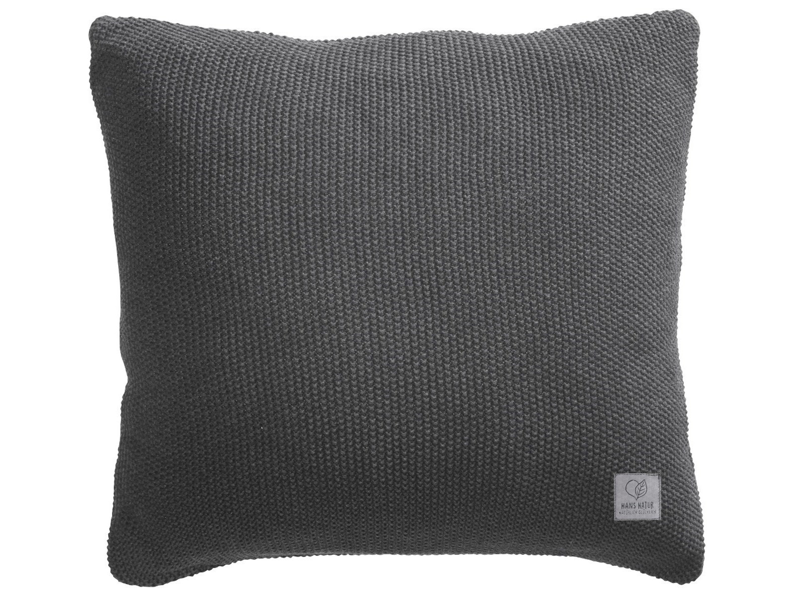 Kissenbezug 40x40 cm Bio-Baumwolle Strick dark grey Mit Reißverschluss