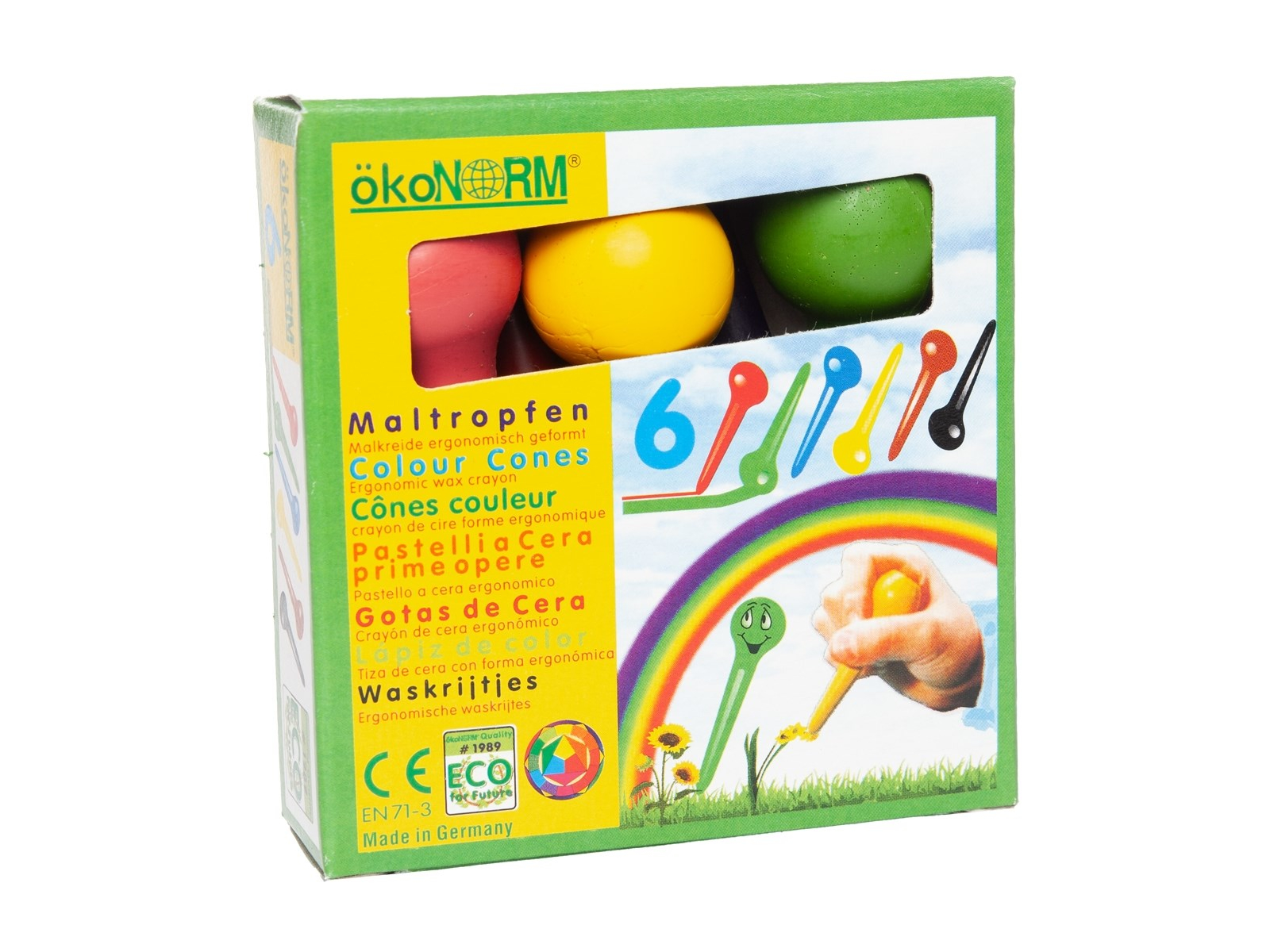 ökoNORM Maltropfen, Wachsmalstifte für Kinder, bunt 6er-Packung