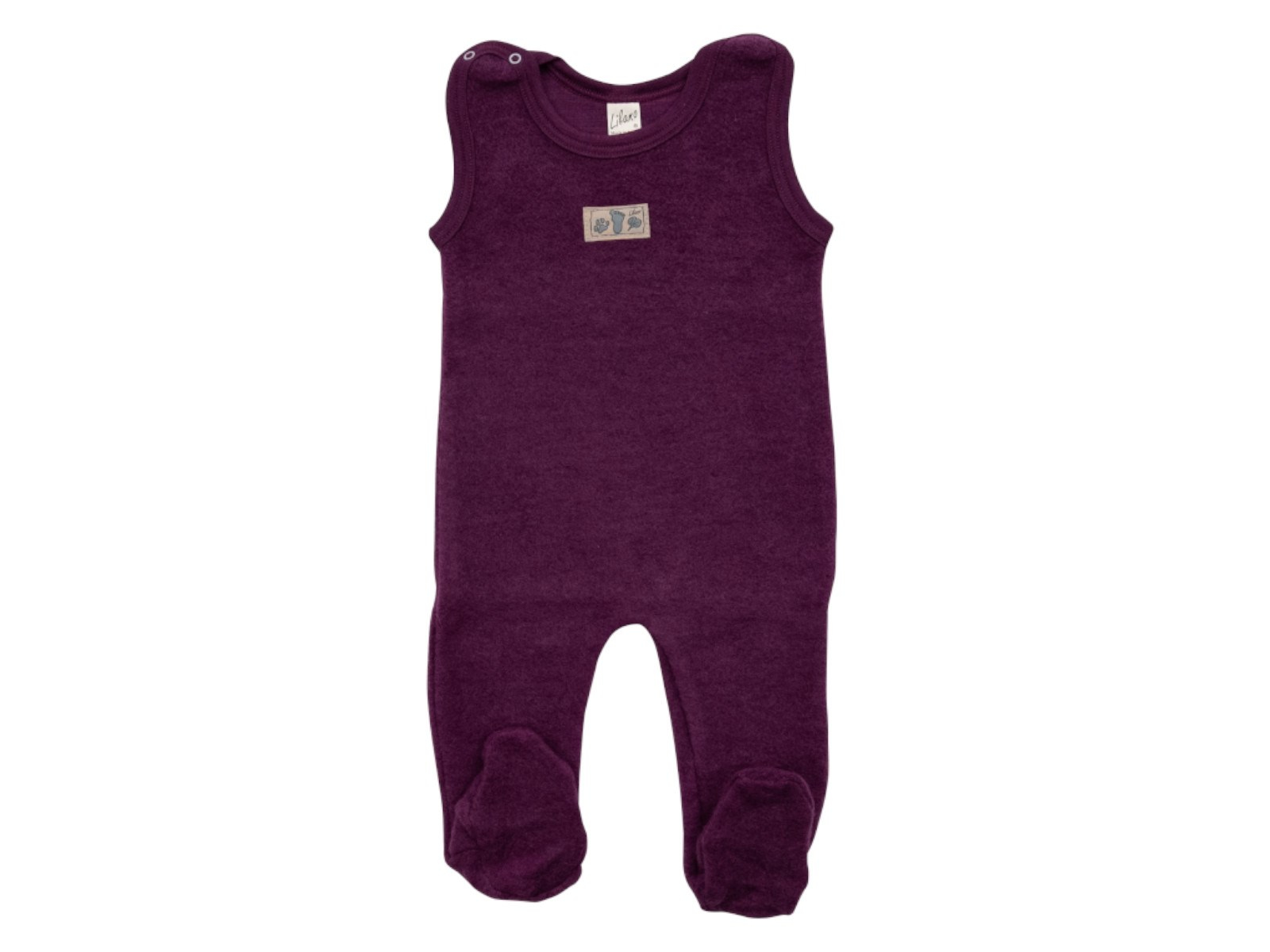 Lilano Baby Strampler mit Fuß Bio-Merinowolle Wollplüsch beere Gr.56