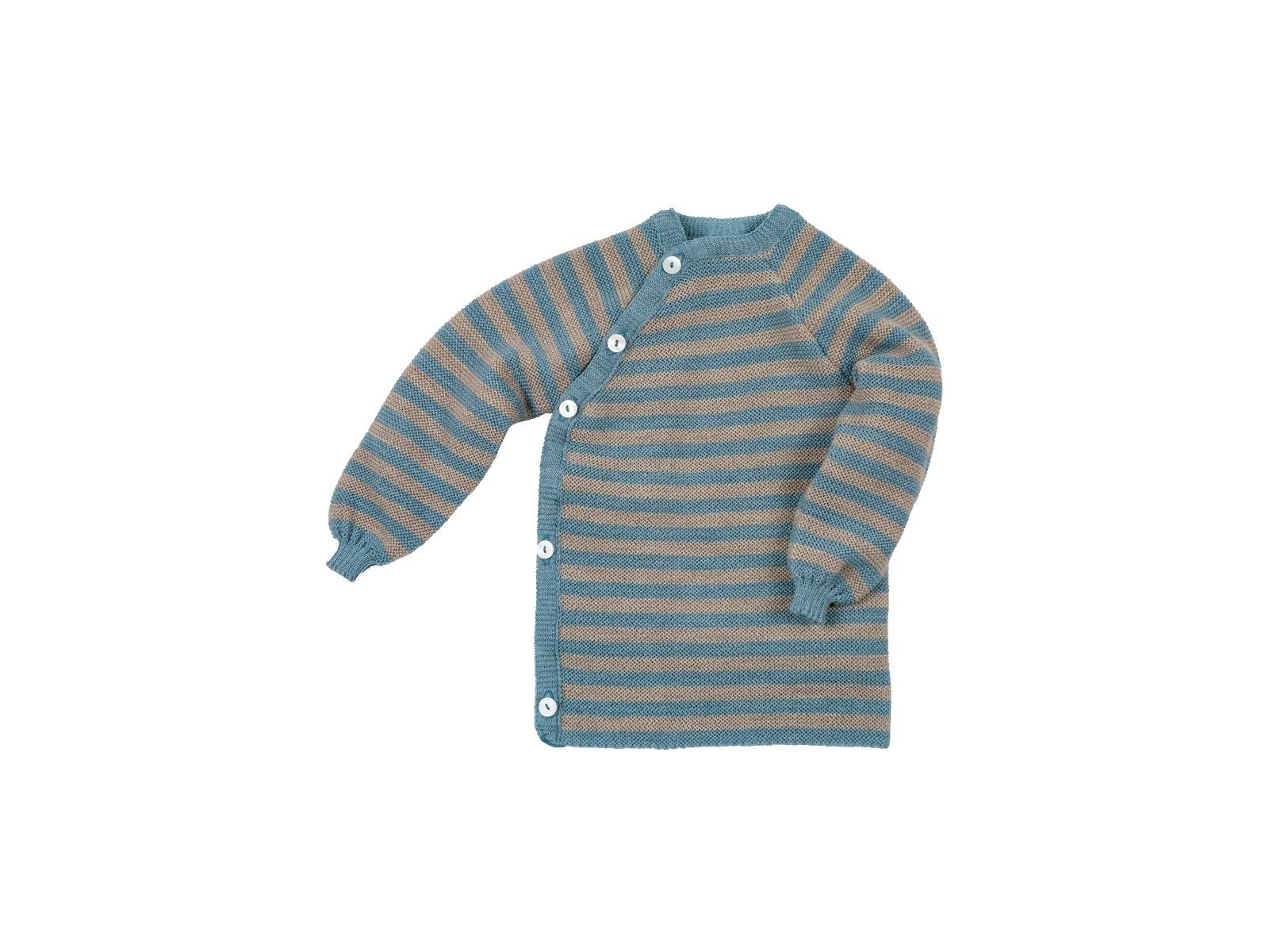 Baby Jacke Schlüttli Bio-Merinowolle aqua-savanne Gr.62/68