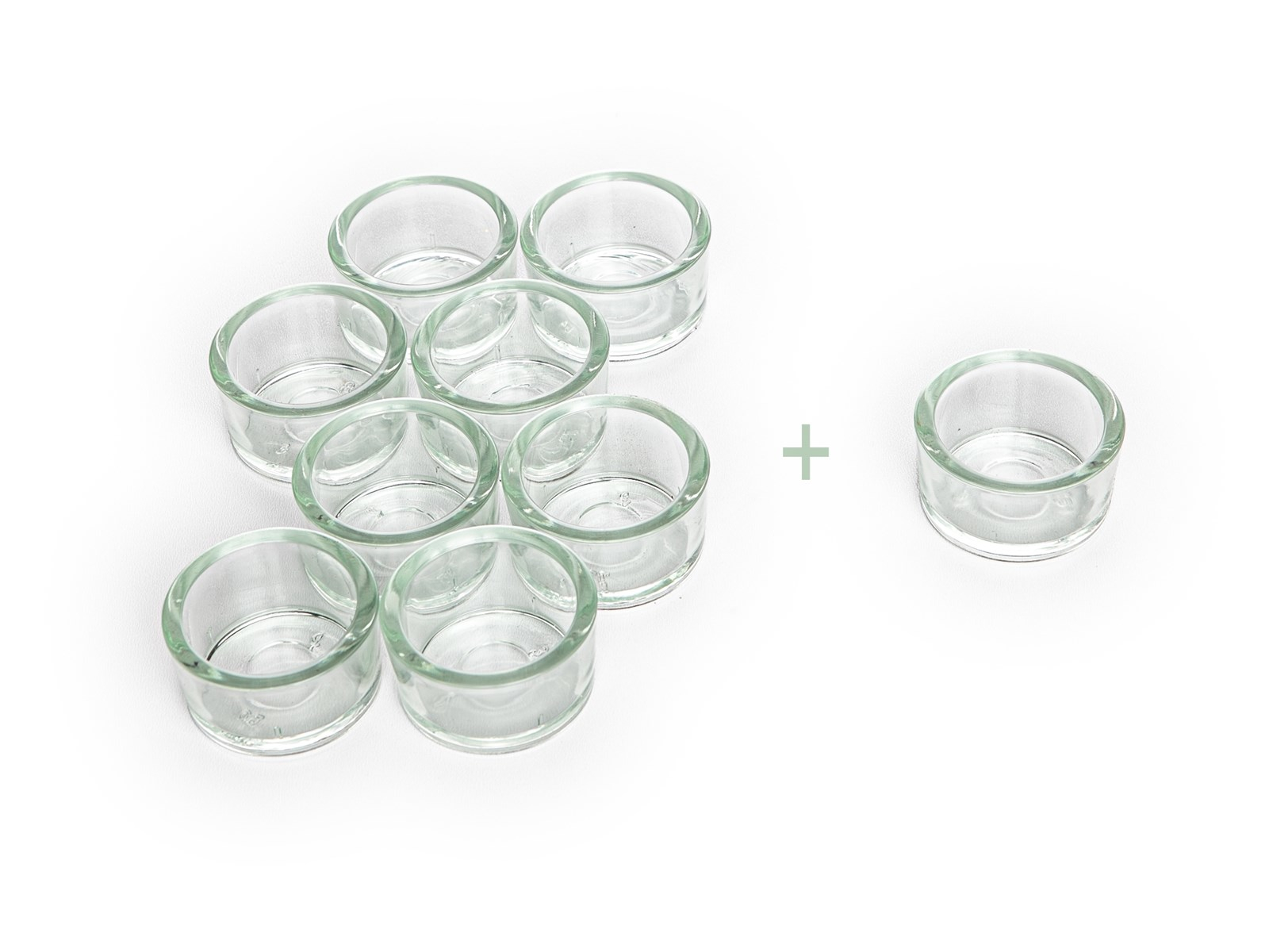 Teelichthalter Glas 8er-Set + 1 Glas gratis Durchmesser 39 mm