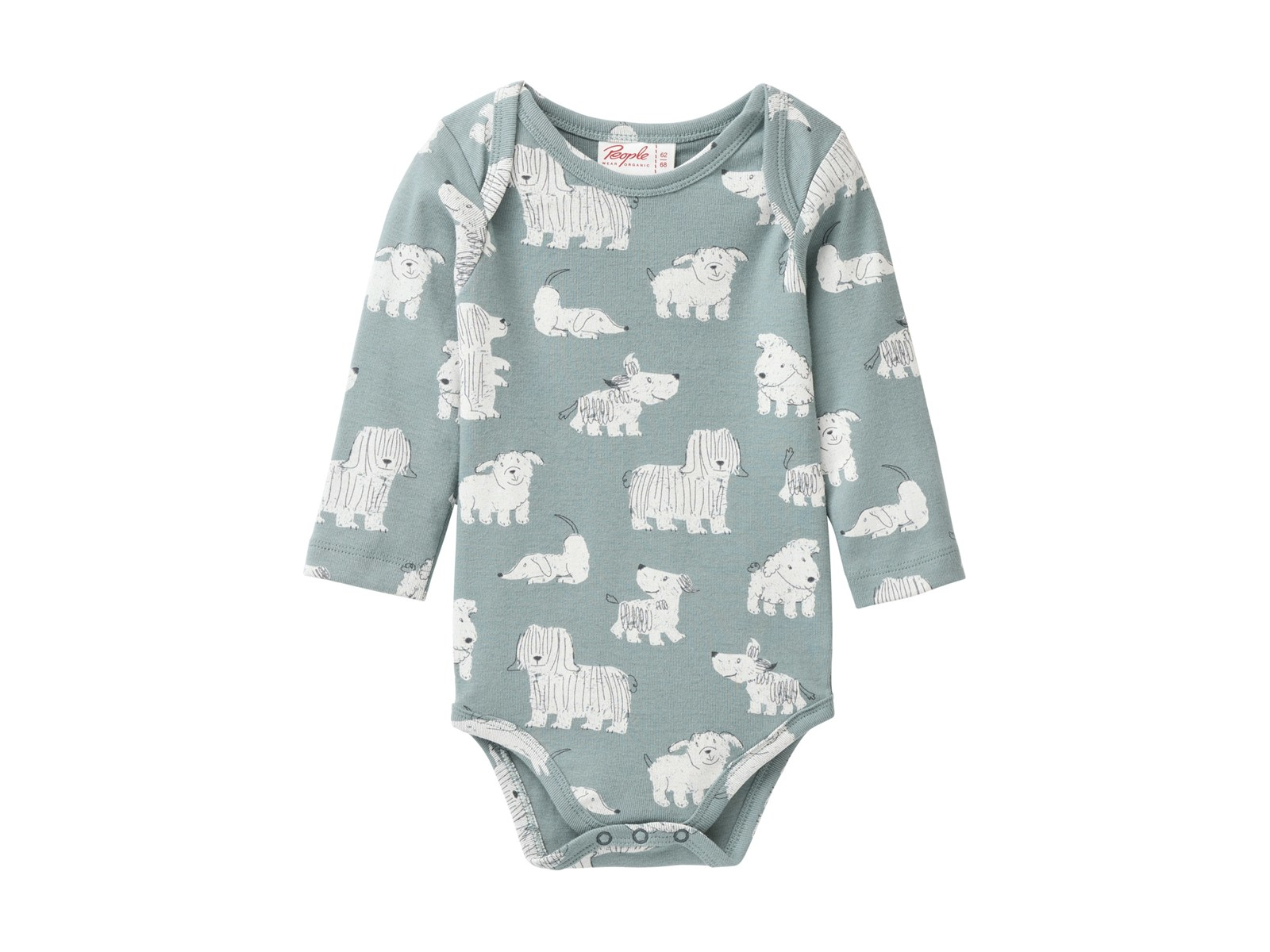 People Wear Organic Langarm-Body Hunde balsamgrün 86/92