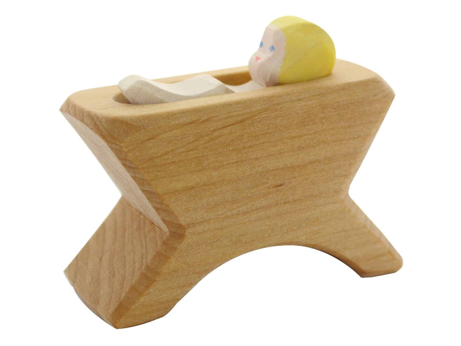 Ostheimer Krippe mit Kind (2-teilig) L. 8 cm Laubholz, handgeschnitzt und lasiert