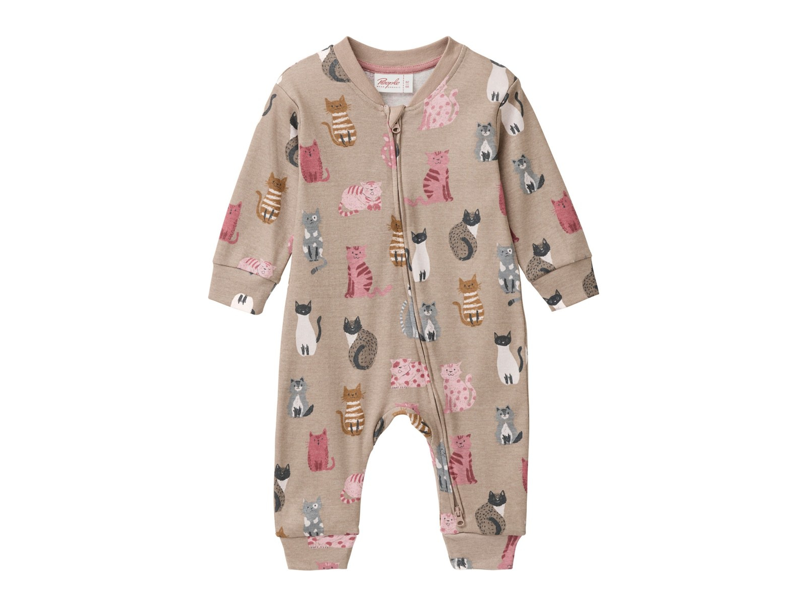 People Wear Organic Langarm-Overall Katzen taupe 74/80