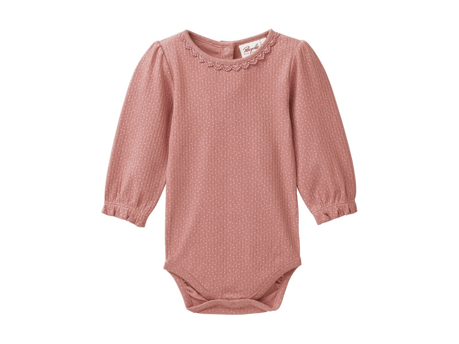 People Wear Organic Langarm-Body kleine Pünktchen altrosa 62/68