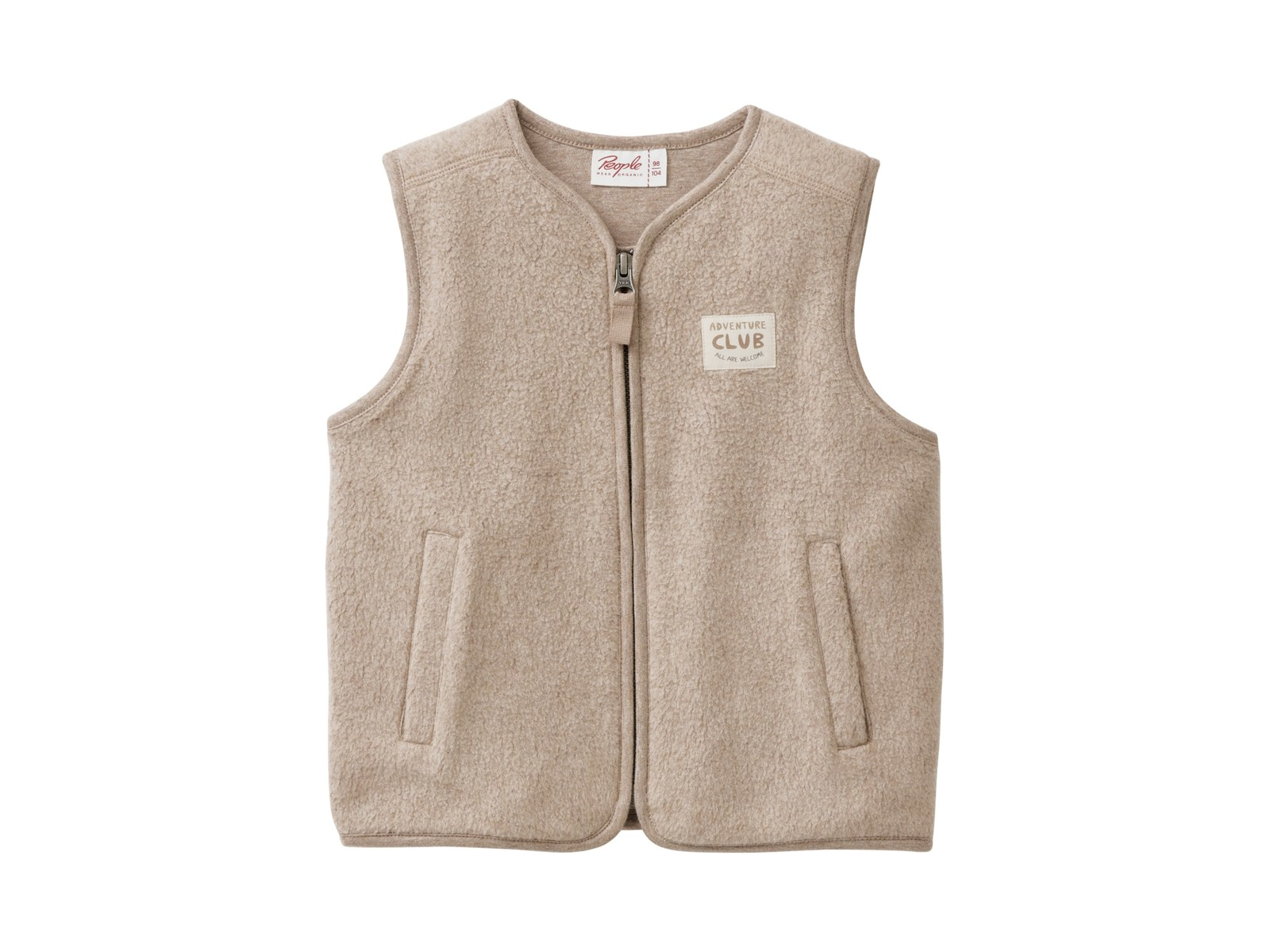 People Wear Organic Fleece-Weste dunkelsand mélange 122/128