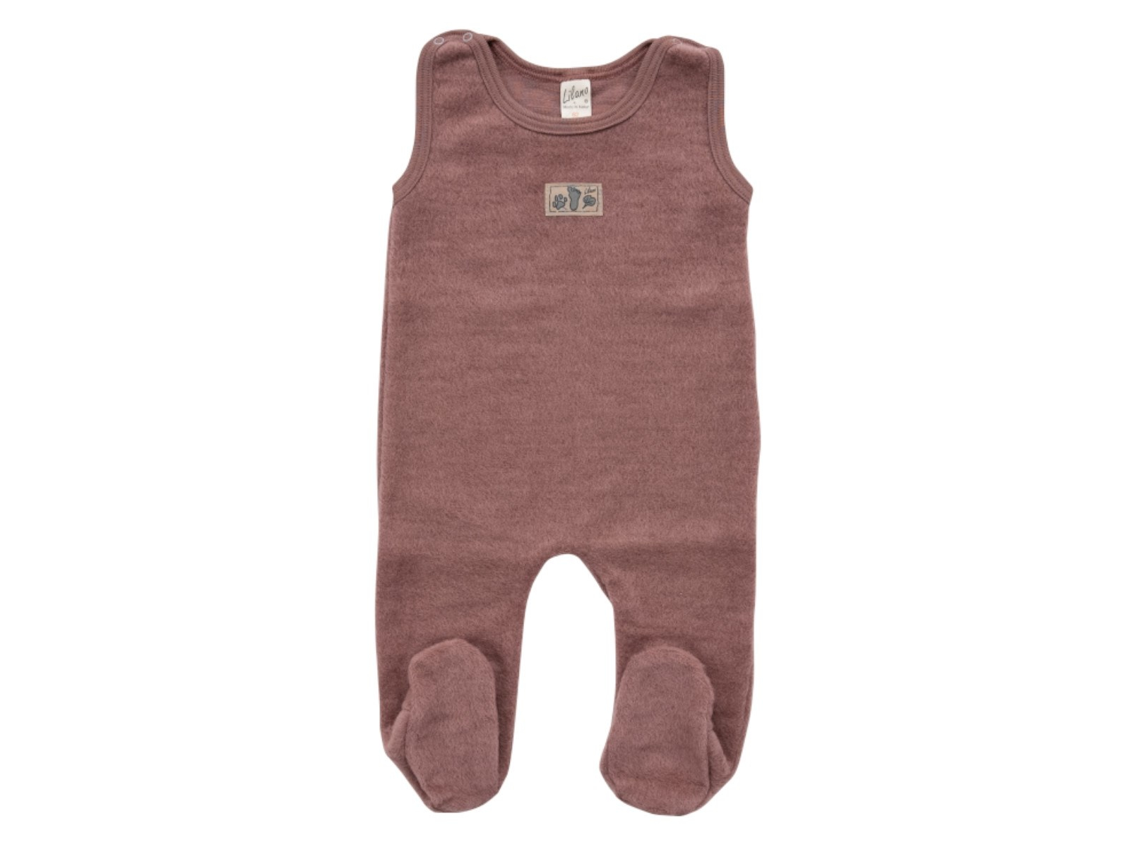 Lilano Baby Strampler mit Fuß Bio-Merinowolle Wollplüsch mauve Gr.68