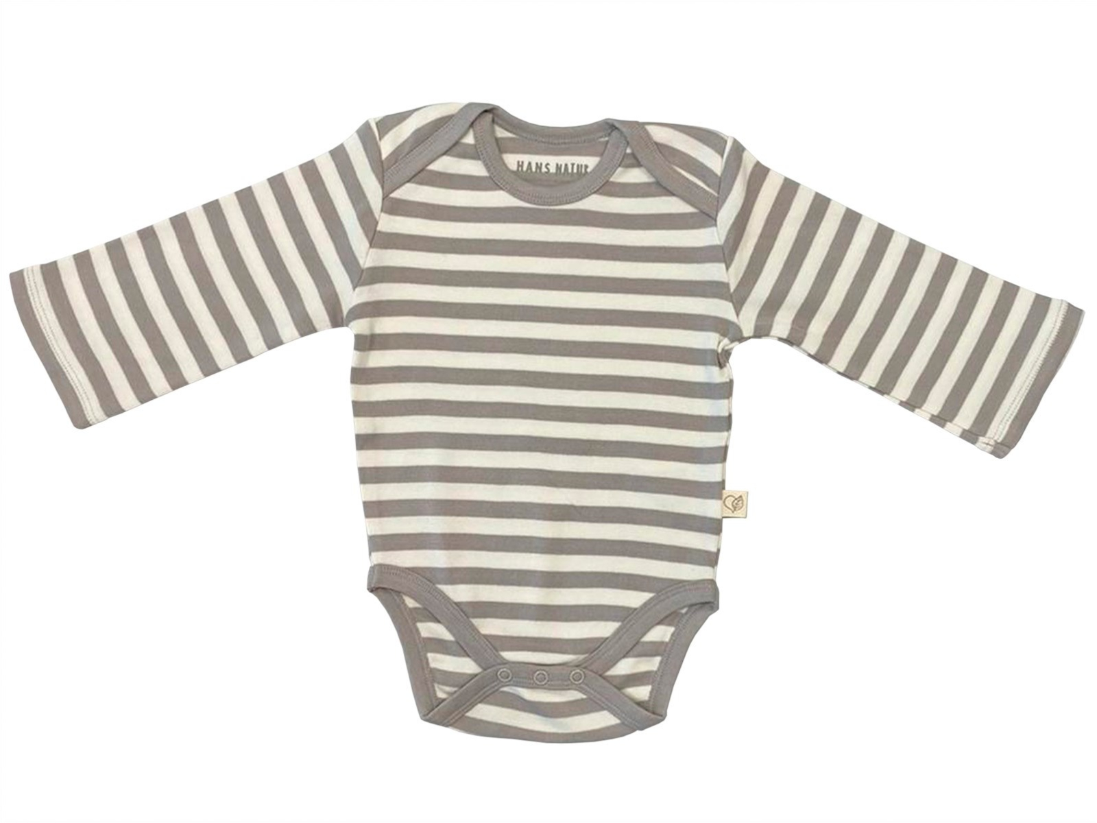 Baby Langarmbody Bio-Baumwolle grau-off white Gr.74/80