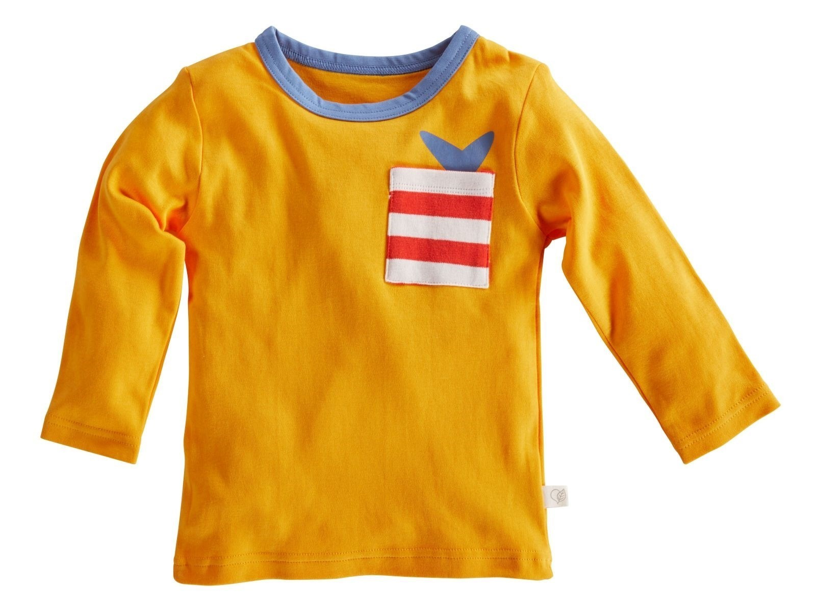 Kinder Langarmshirt Bio-Baumwolle orange mit Tasche Gr.86/92