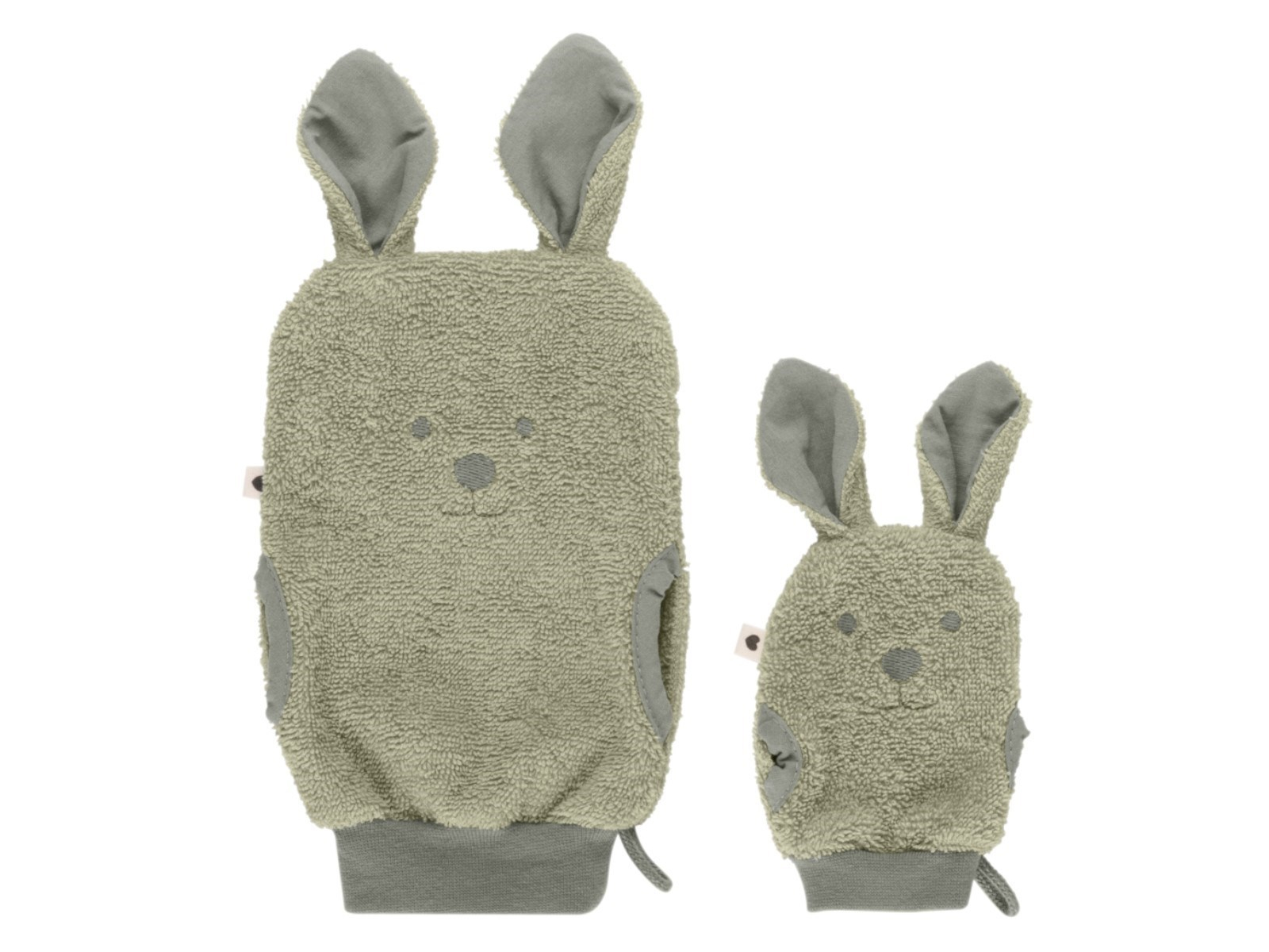 BIBS Kinder Waschlappen Kangaroo aus Bio-Baumwolle 2er Set - Sage Maße 17 x 14 cm und 10 x 8 cm