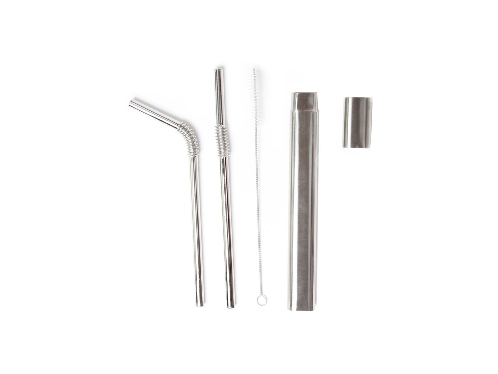 2 Edelstahl-Trinkhalme Turtleneck und To-Go-Box aus Edelstahl, silber Länge 22 cm