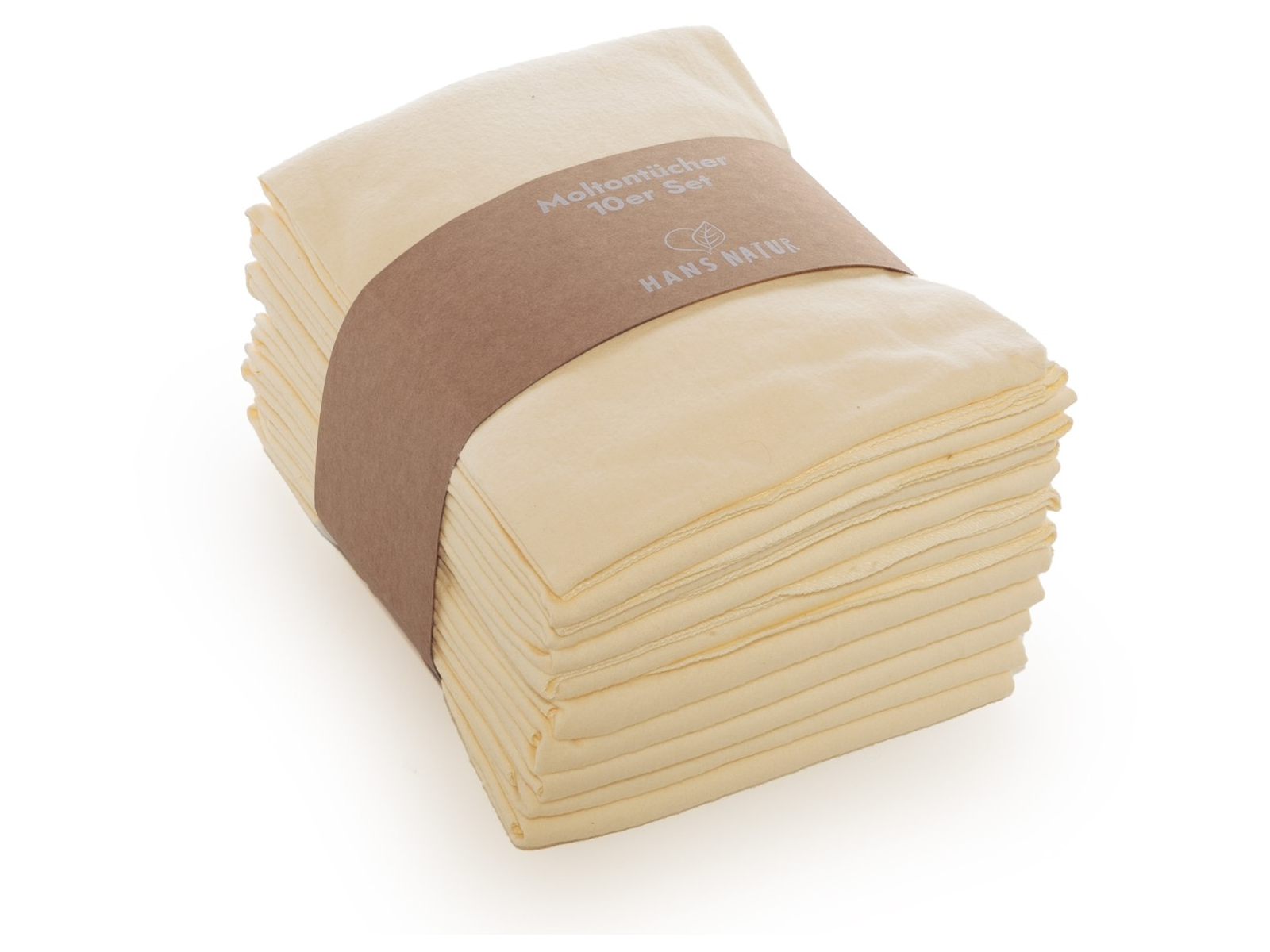 Moltontücher Bio-Baumwolle 10er-Set, 80 x 80 cm natur