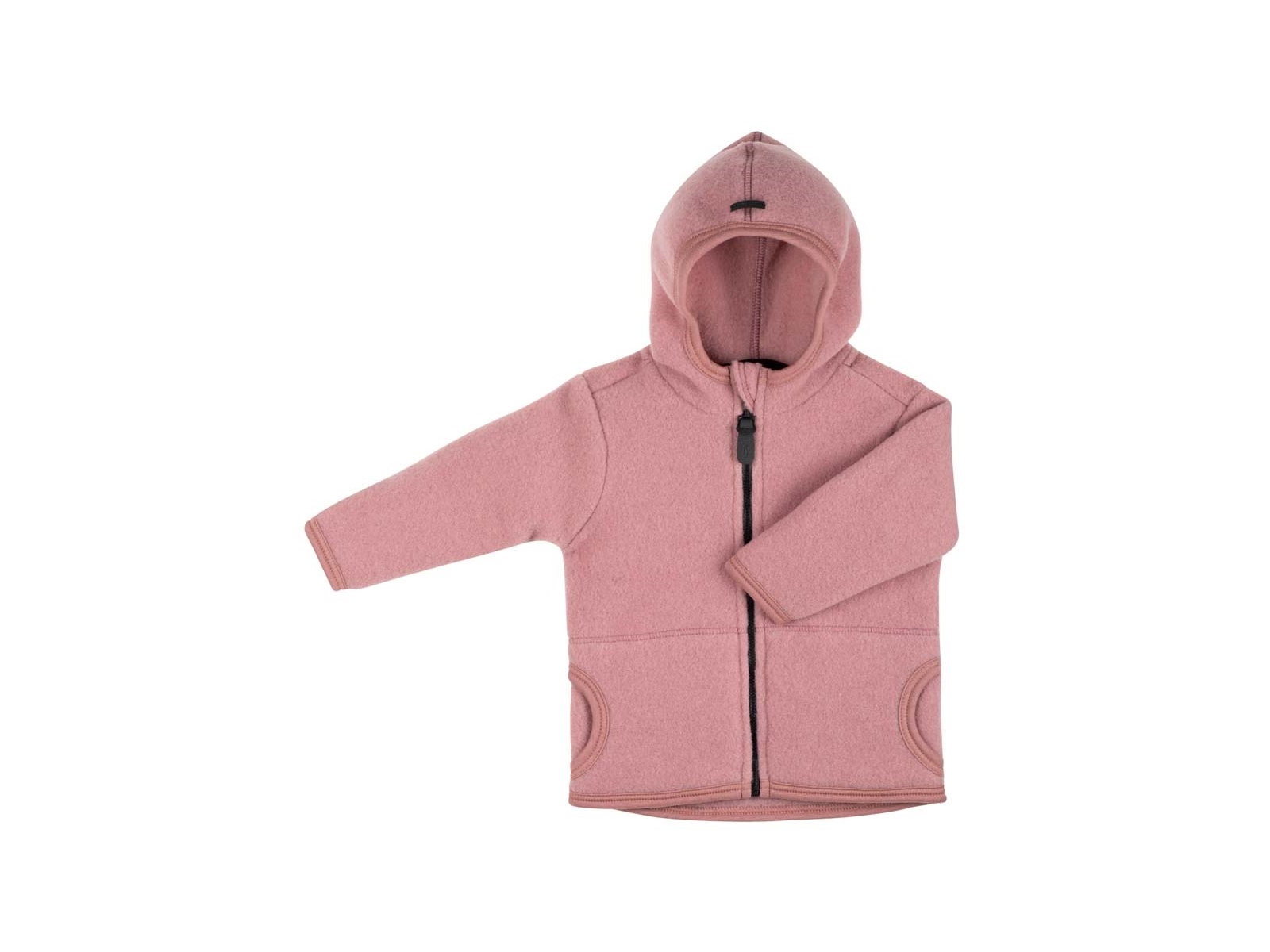 PURE PURE by Bauer Baby und Kinder Jacke mit Kapuze Bio-Merinowolle Fleece shadow rose Gr. 86/92