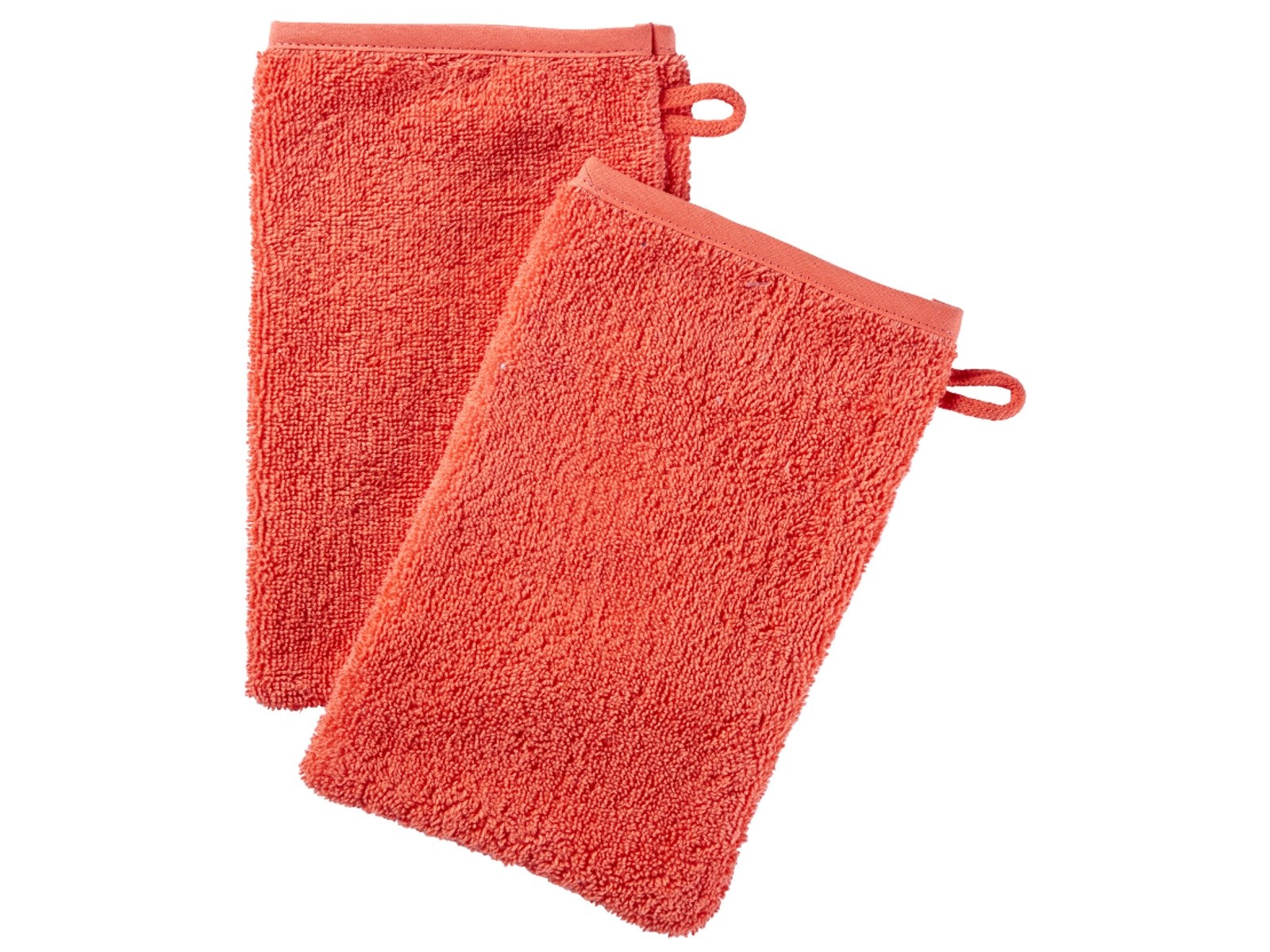 Waschhandschuh Bio-Baumwolle 2er Set koralle Maße 15 x 23 cm