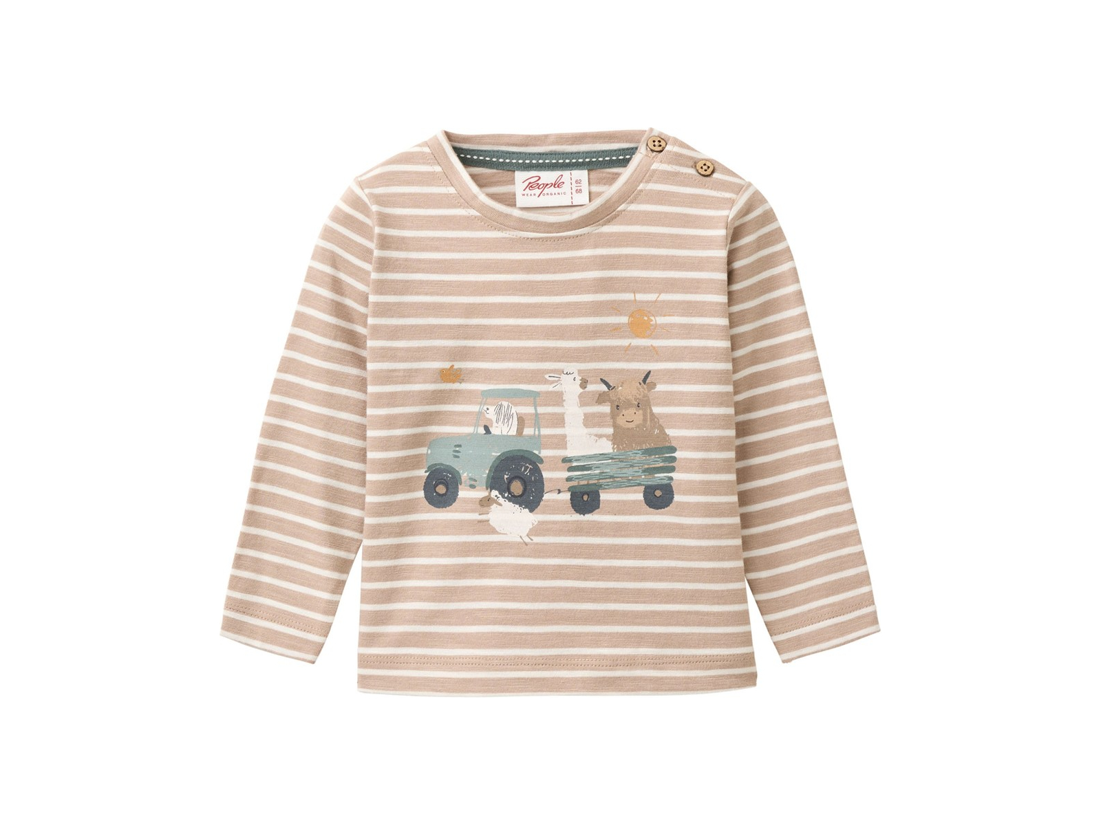 People Wear Organic Langarm-Shirt taupe geringelt 62/68