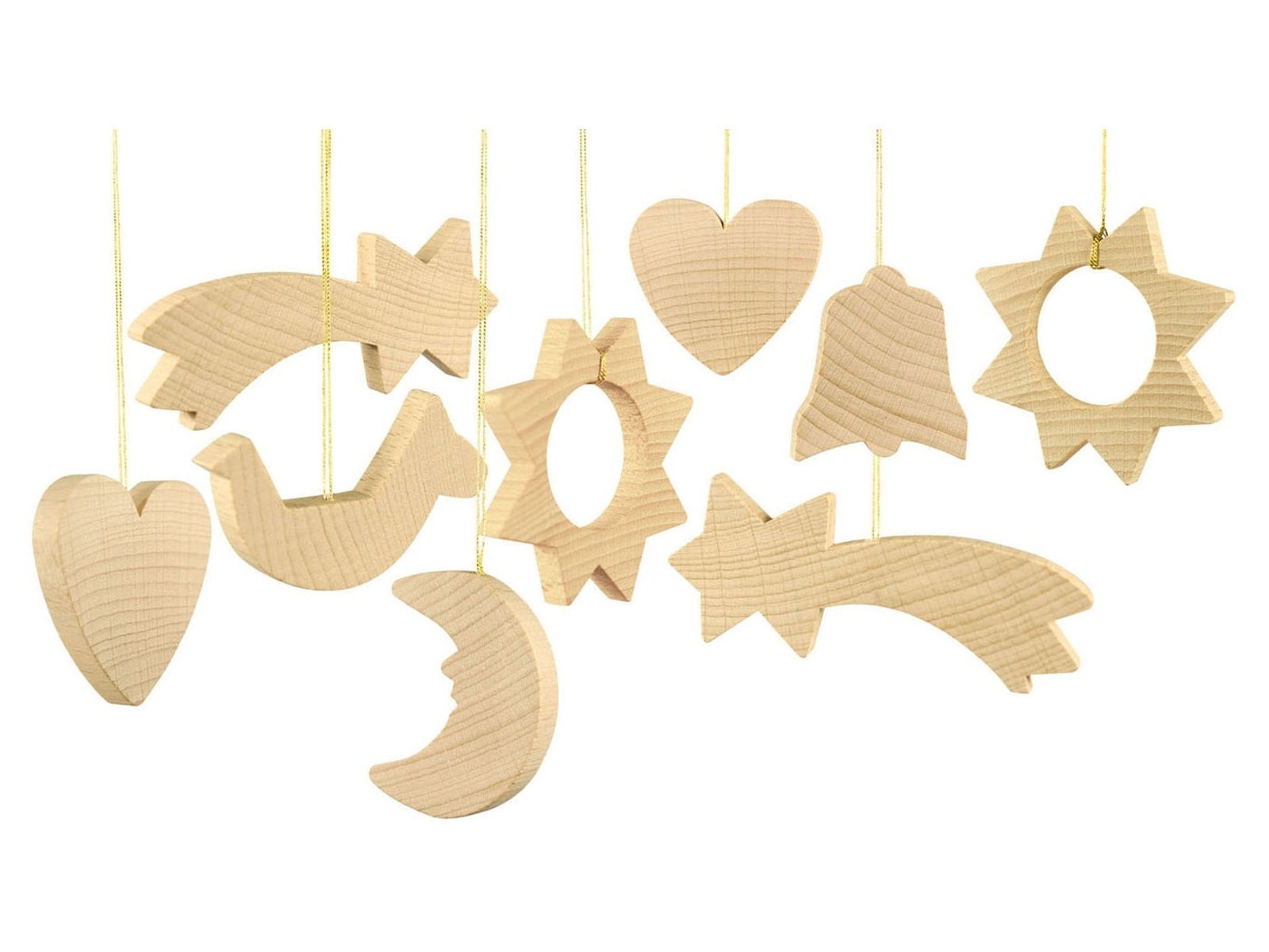 Nemmer Christbaumschmuck aus Holz, Flachmodelle 24 Teile Weihnachtsschmuck aus Holz