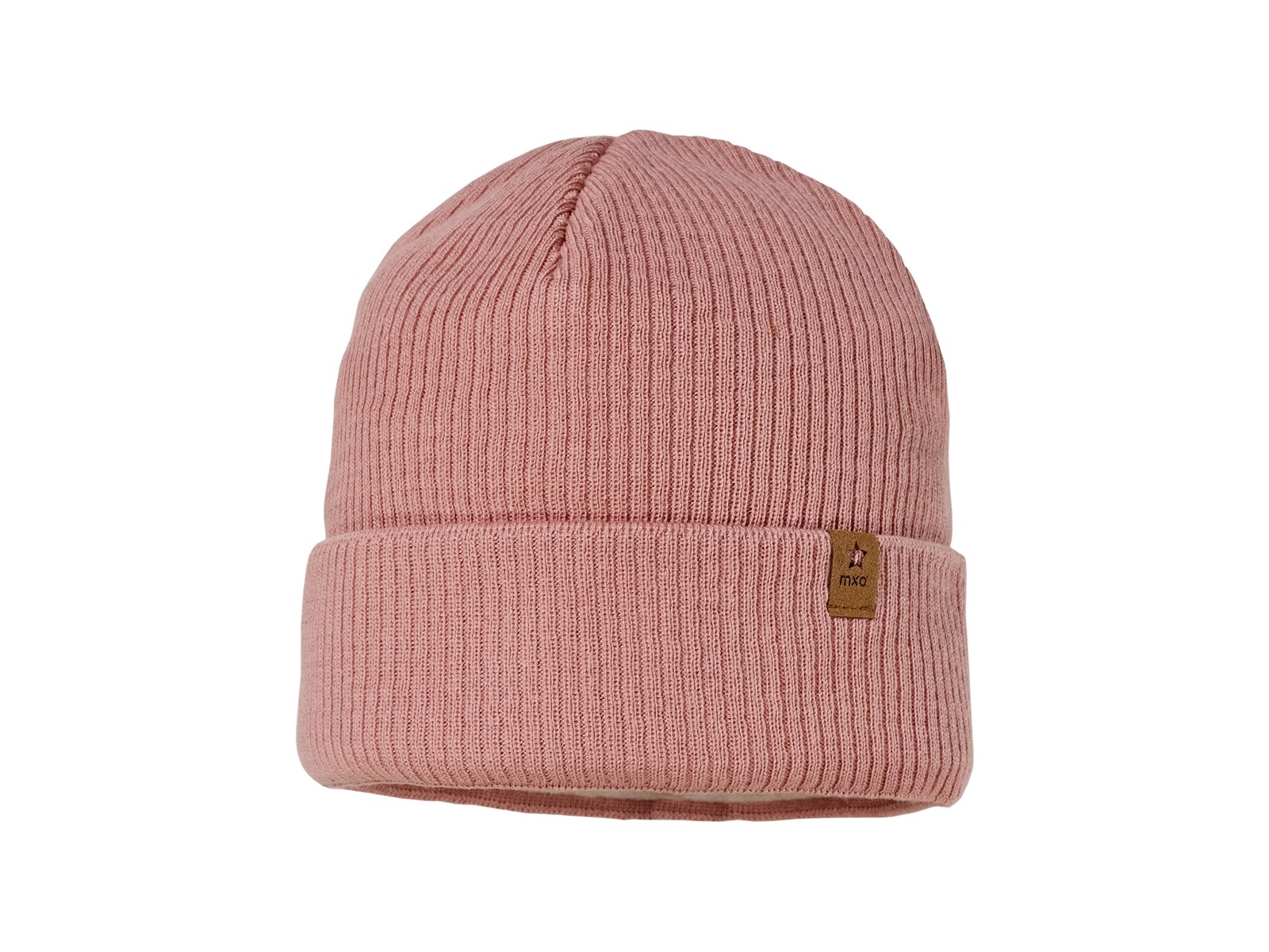 Baby und Kinder Beanie mit Umschlag Bio-Baumwolle Strick ash rose Gr. 53