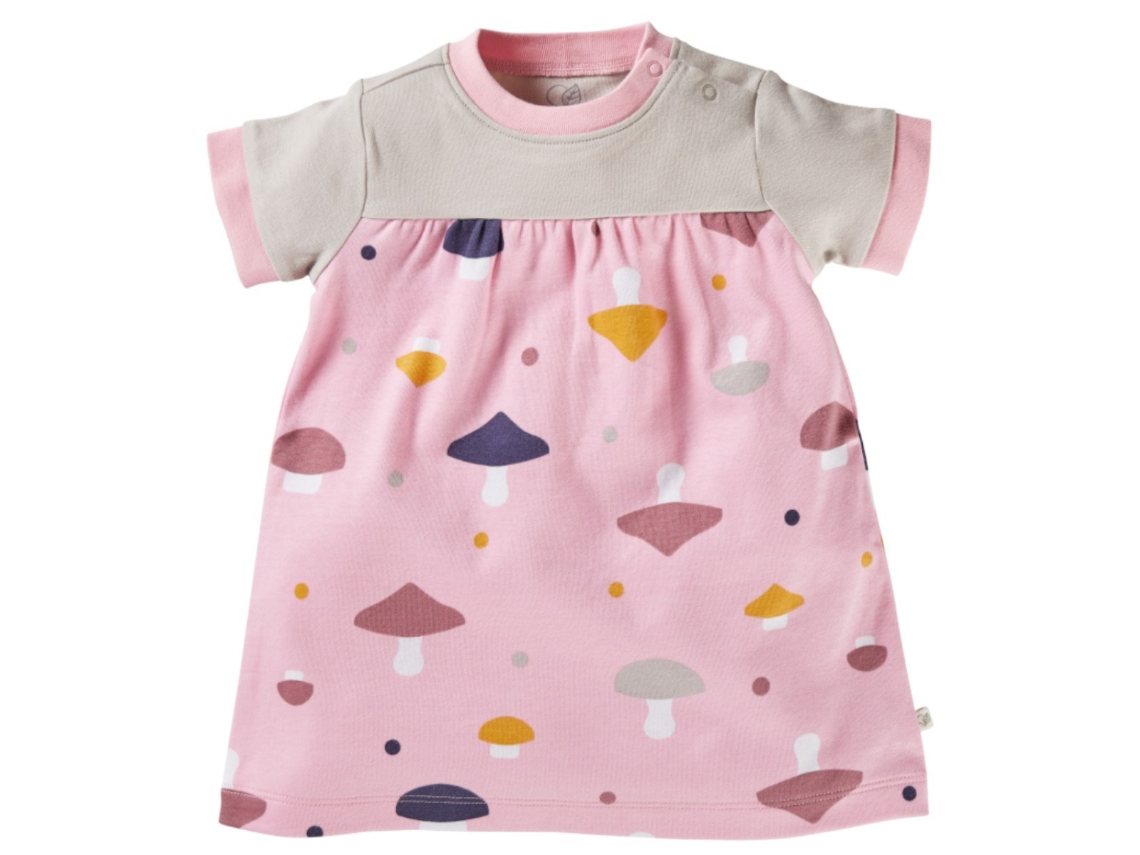 Baby Kleid Kurzarm Bio-Baumwolle Pilzparty rosa Gr.62/68