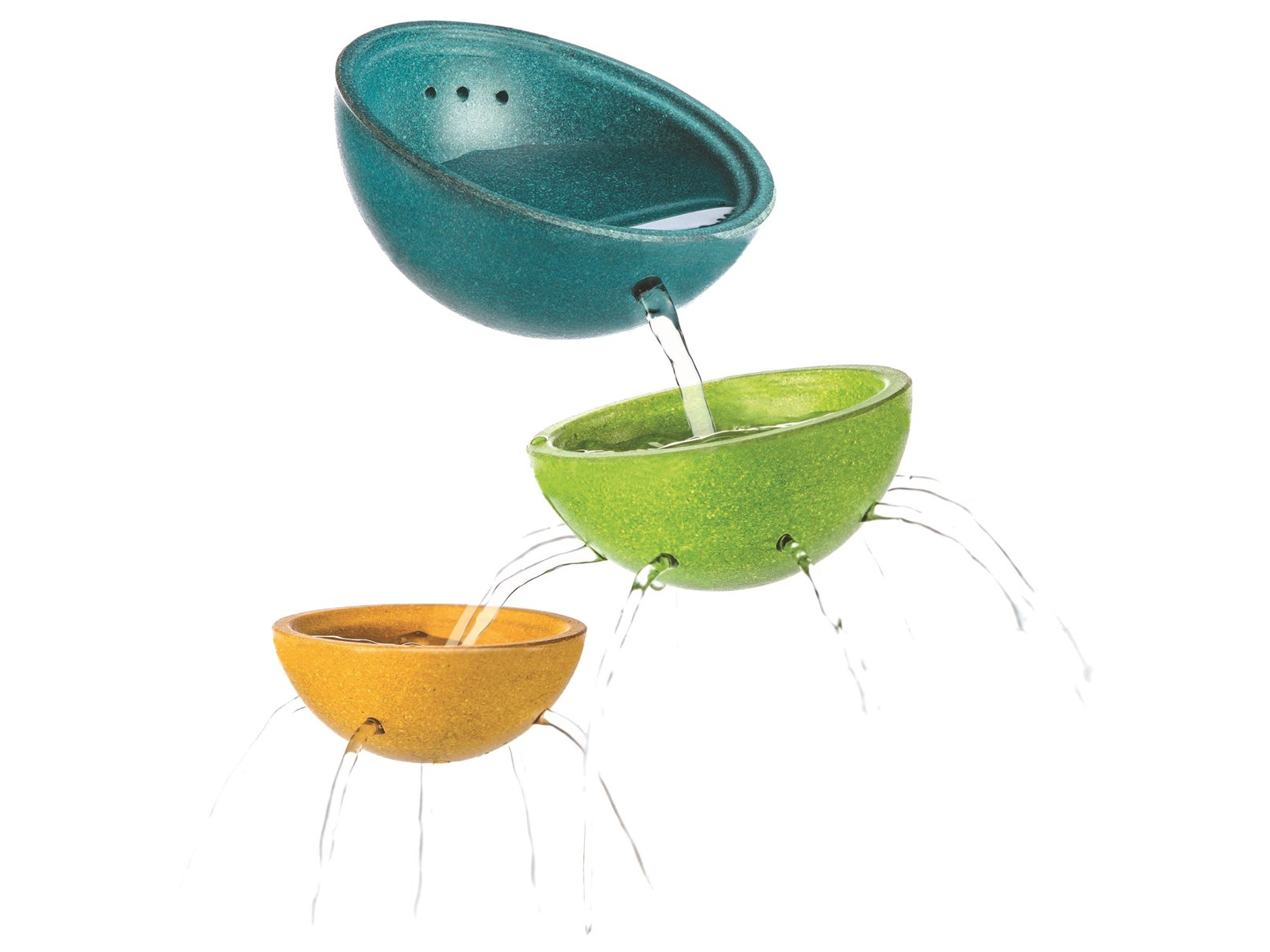 PlanToys Kinder Wasserspielzeug Schüsselset aus recyceltem Kautschukholz Maße 13 x 13 x 5,8 cm