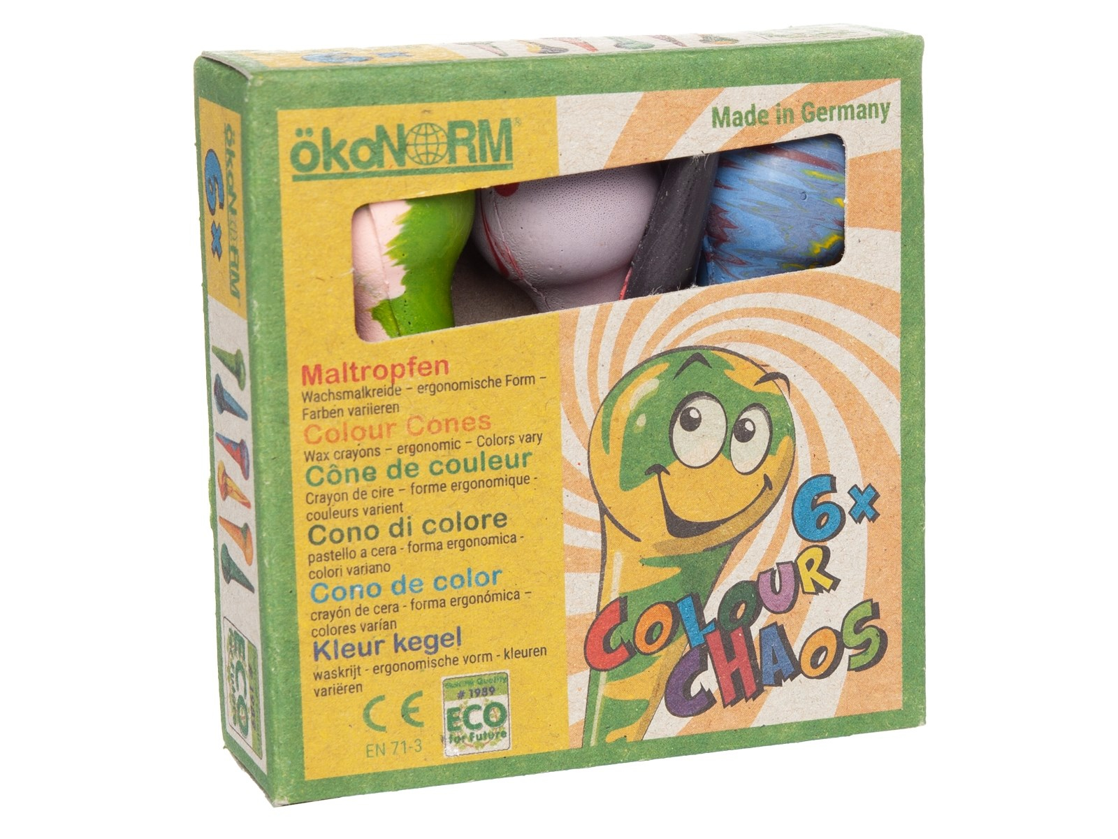 ökoNORM Maltropfen, Wachsmalstifte für Kinder, color chaos 6er