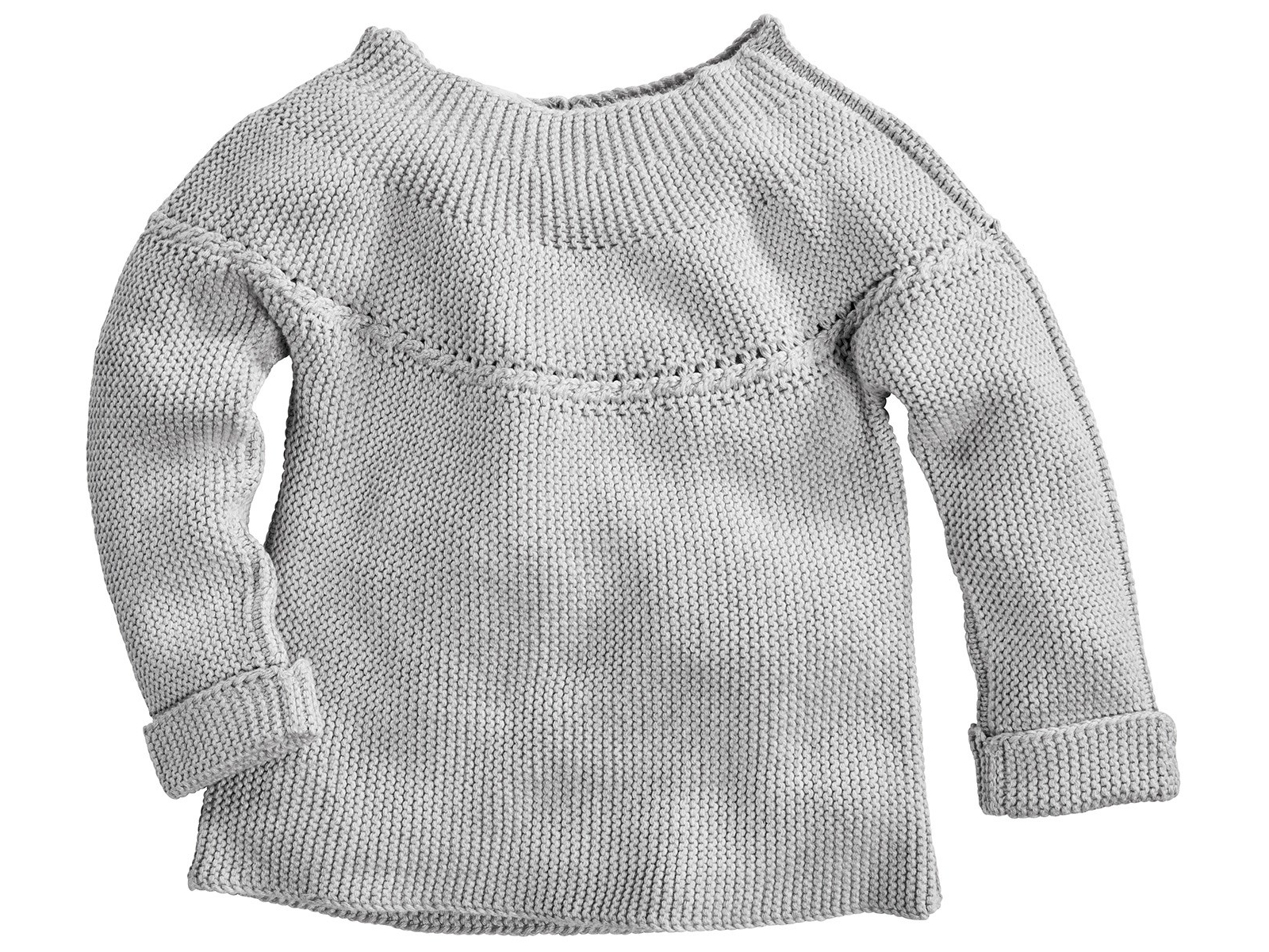 Kinder Pullover Bio-Baumwolle Strick hellgrau melange Gr.110/116