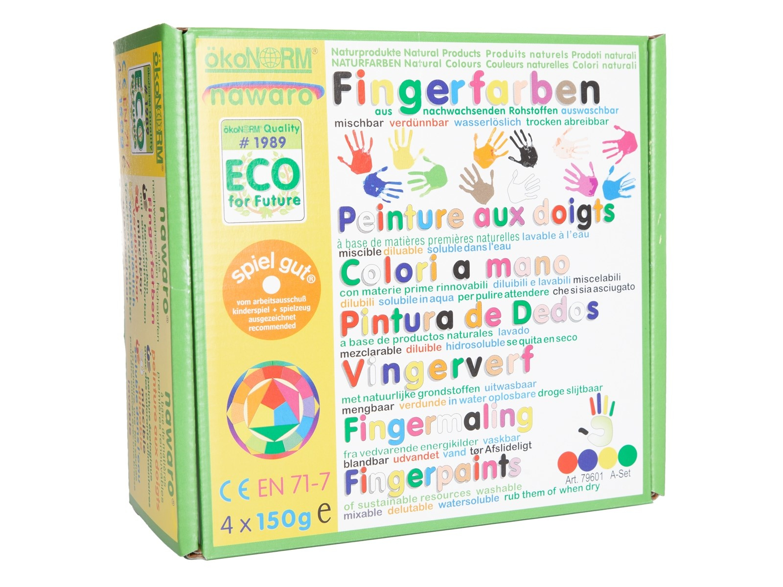ökoNORM nawaro tropffreie Fingerfarben 4 Farben rot, gelb, grün, blau