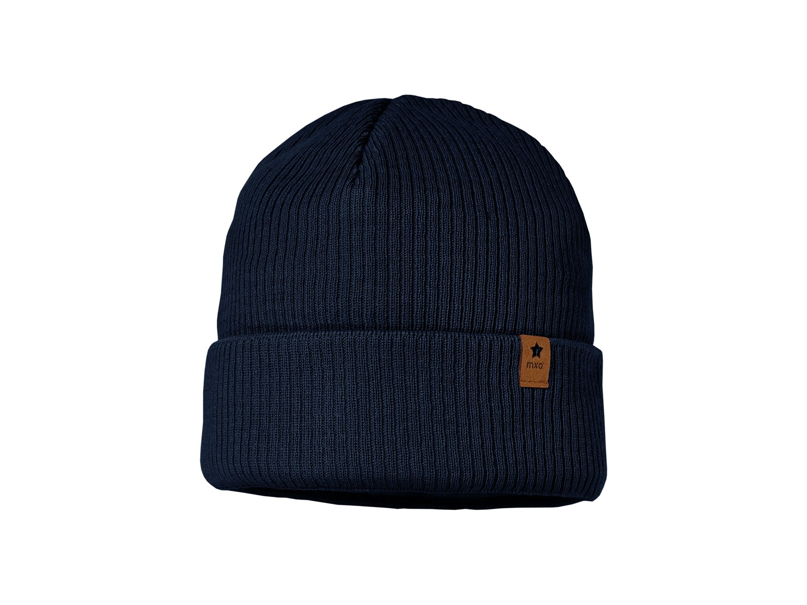 Baby und Kinder Beanie mit Umschlag Bio-Baumwolle Strick dunkelmarine Gr. 51