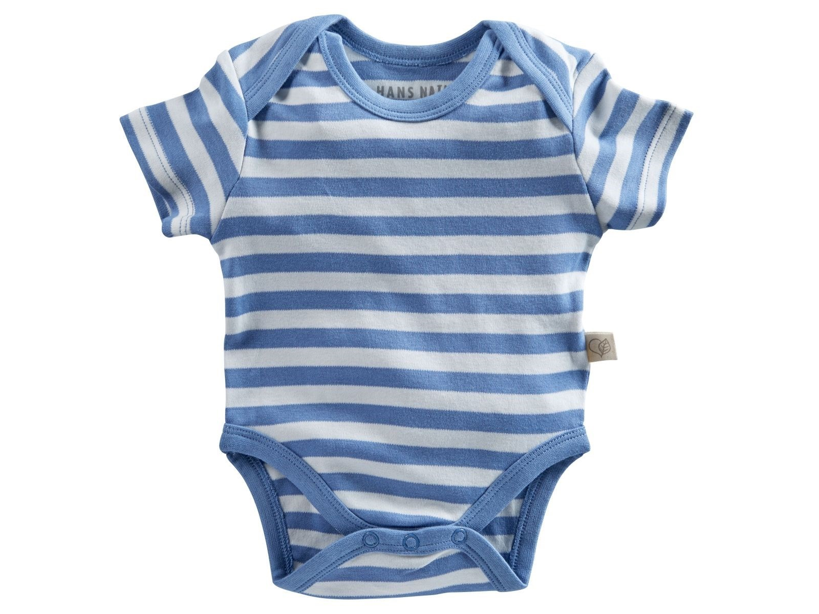 Baby Body Kurzarm Bio Baumwolle blau-off white Gr.74/80
