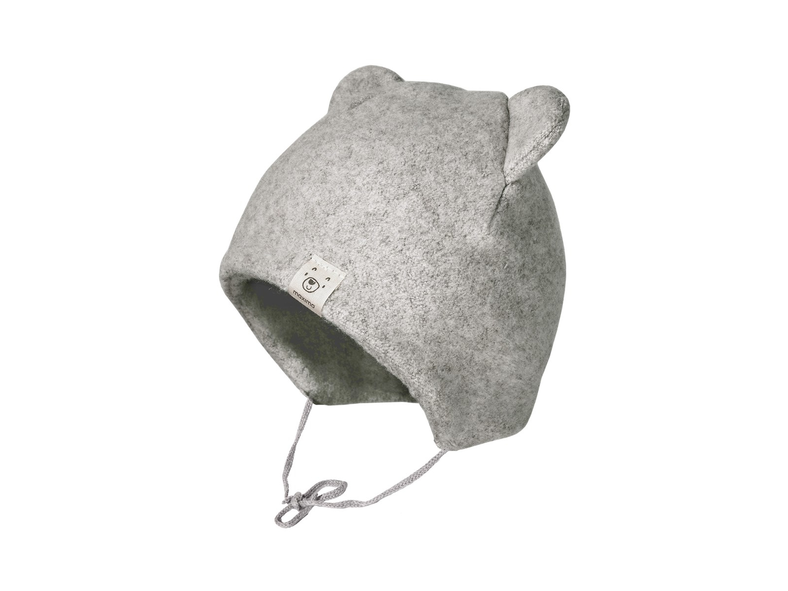 Baby Mütze mit Öhrchen Bio-Baumwolle Fleece grau-meliert Gr. 45