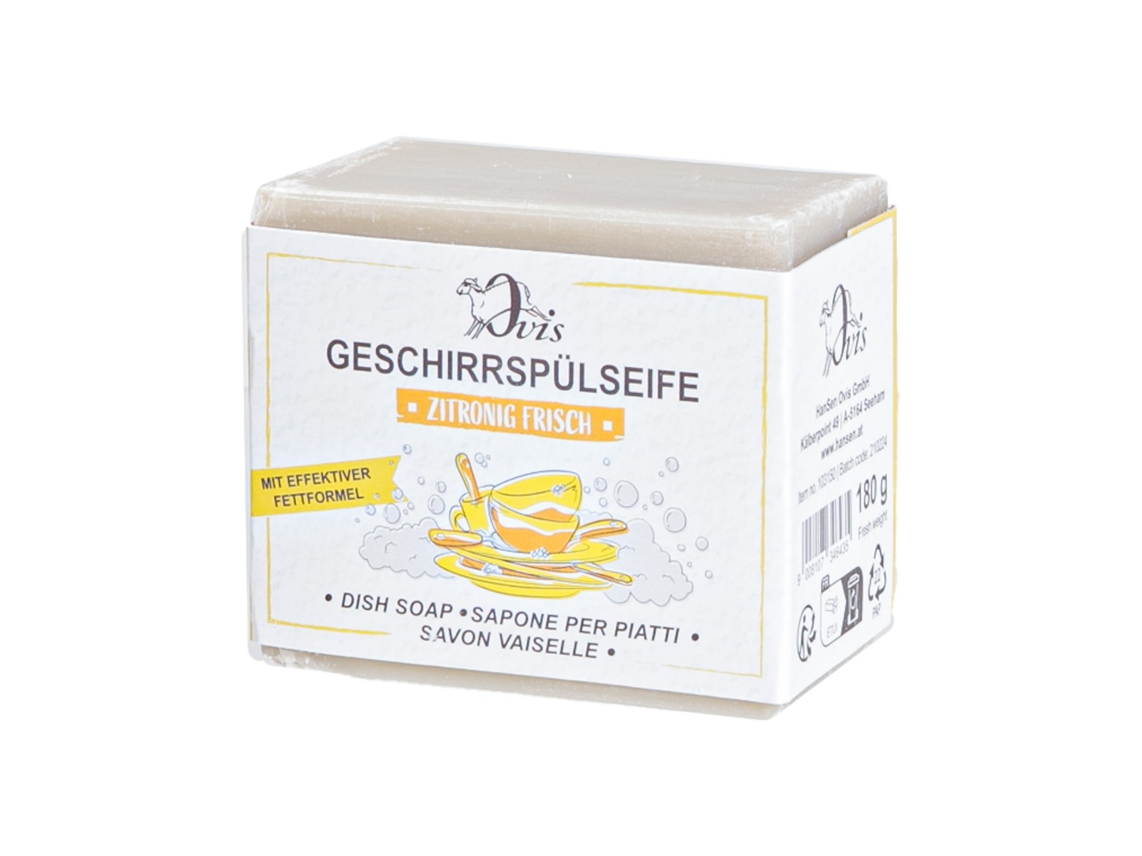 Geschirrspülseife Frischgewicht: 180 g