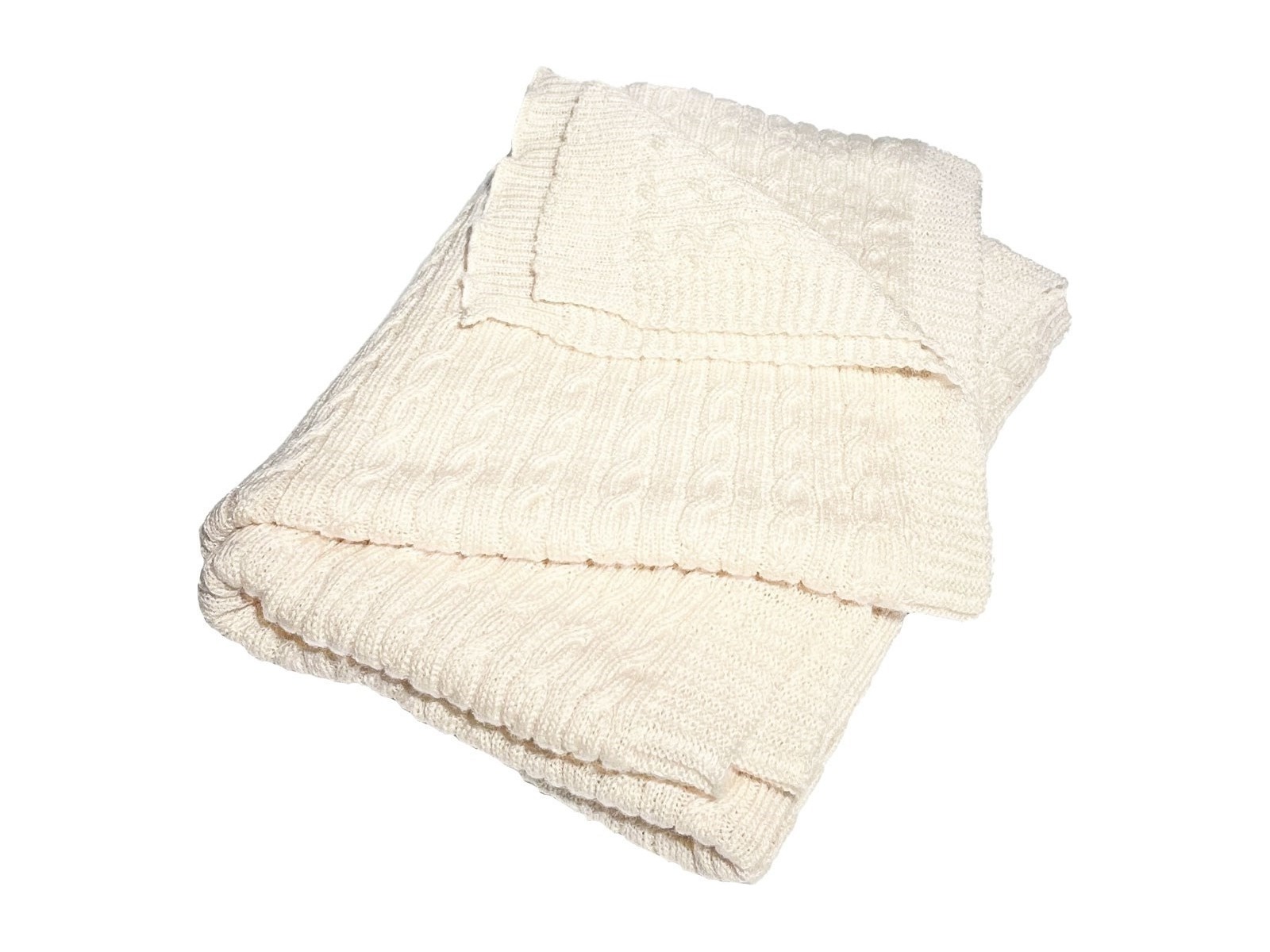 Babydecke Bio-Merinowolle Zopfstrick natur Maße 80 x 100 cm