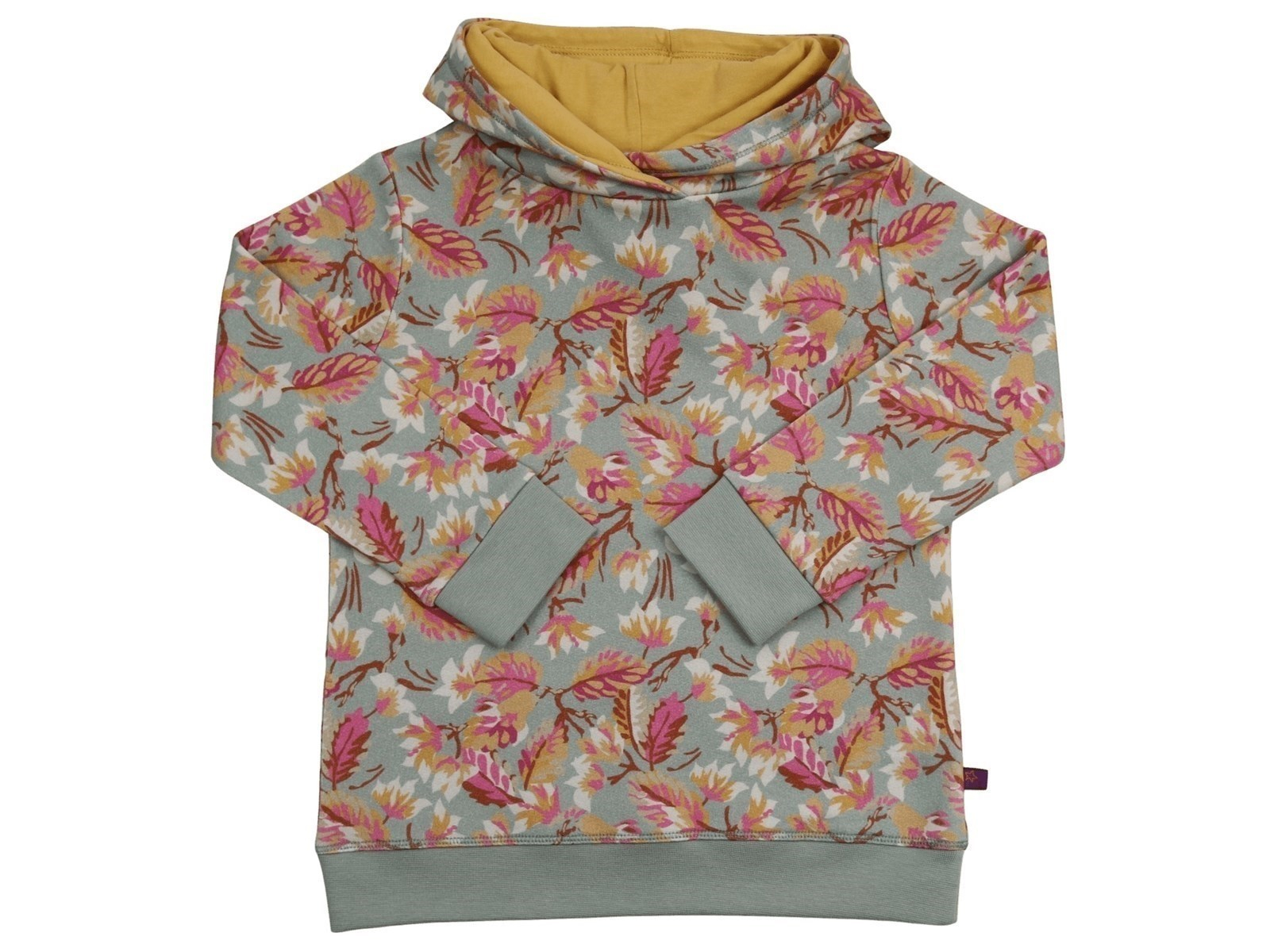 Hoodie Kapuzenpullover Bio-Baumwolle Blätter light-sage Gr. 116