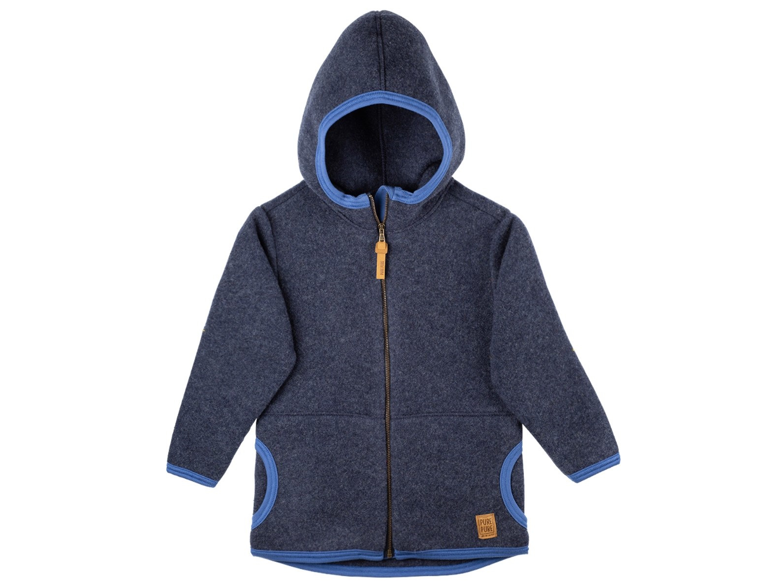 Baby und Kinder Jacke mit Kapuze Bio-Merino-Wollfleece jeans von PURE