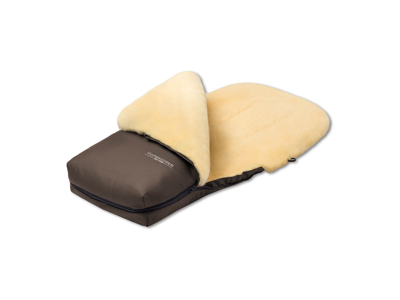 Hofbrucker Fußsack Kinderwagen Lammfell "Putzi" braun Maße 90 x 34 x 10 cm