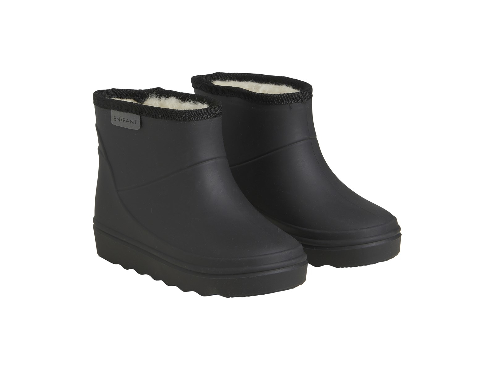 Kinder Gummistiefel mit kurzem Schaft und Schurwollfell, black Gr.23
