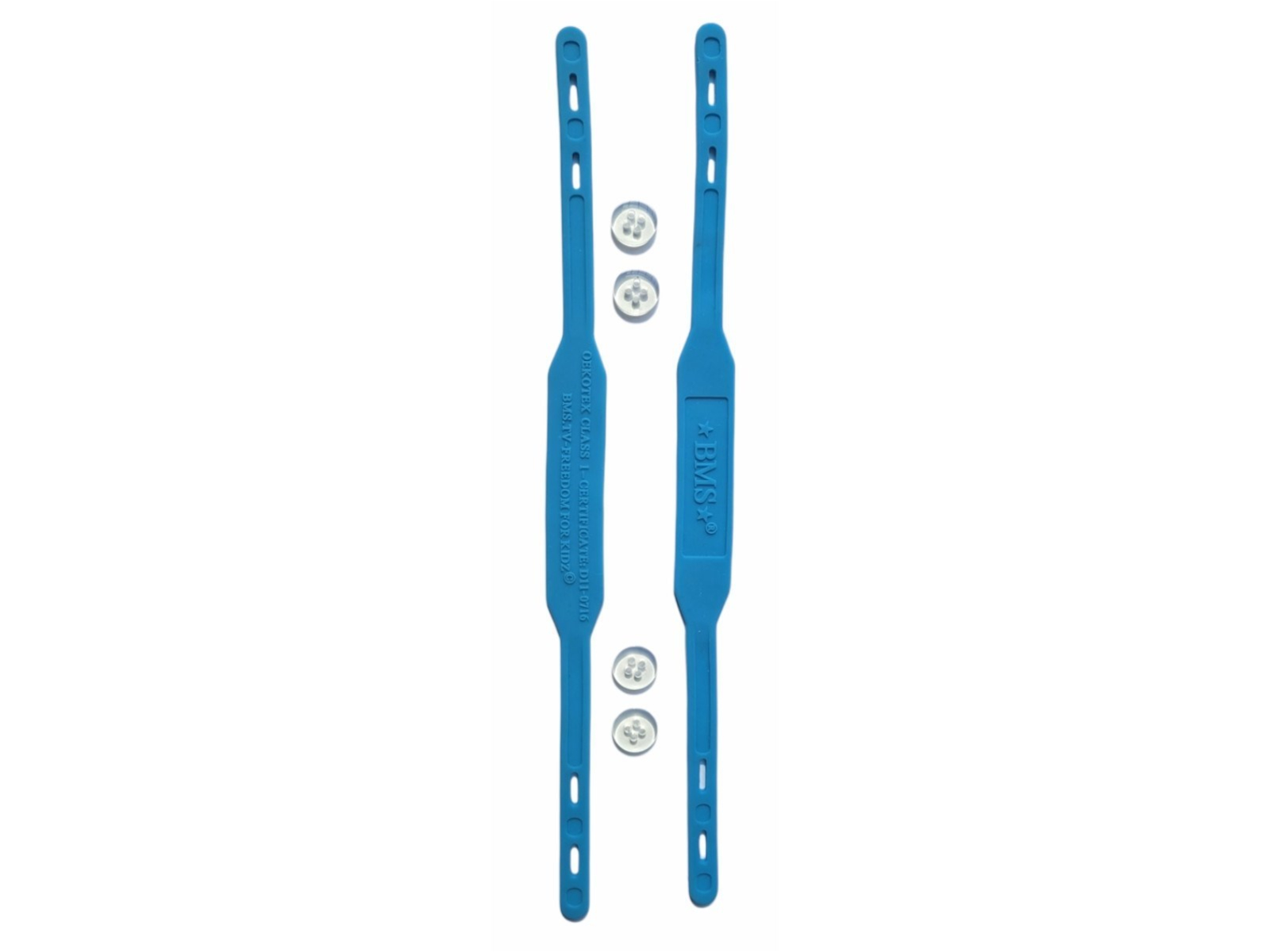 BMS Ersatz Fußstege für Regenhose Silicon Harbour Straps hellblau 2er Set, inklusive Knöpfe