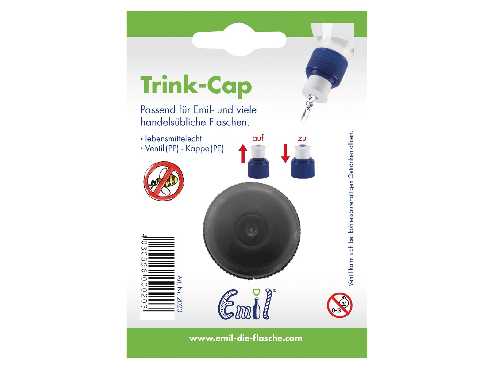 Emil Trink-Cap Schwarz 1Stk. Verblistert nur für 0,3l + 0,4l + 0,6l