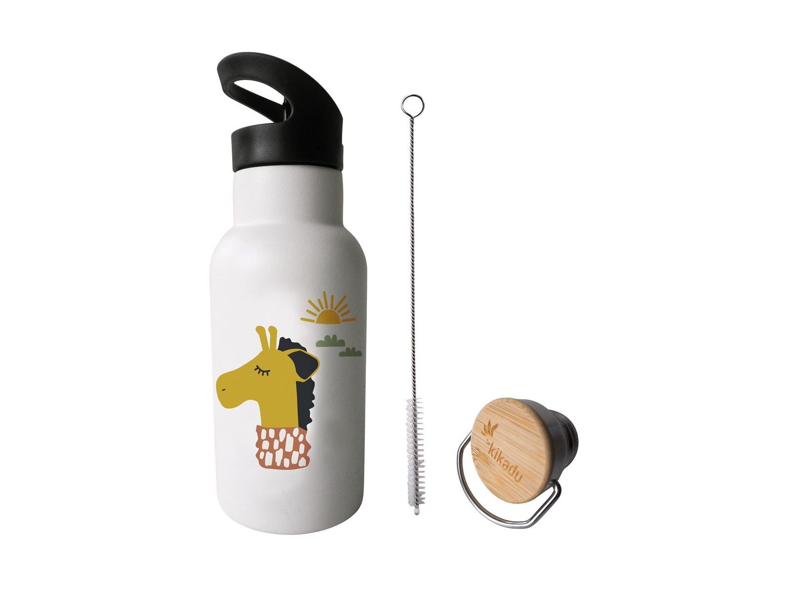 Kinder Edelstahl Trinkflasche Giraffe natur Maße 20 x 7 cm, 350 ml