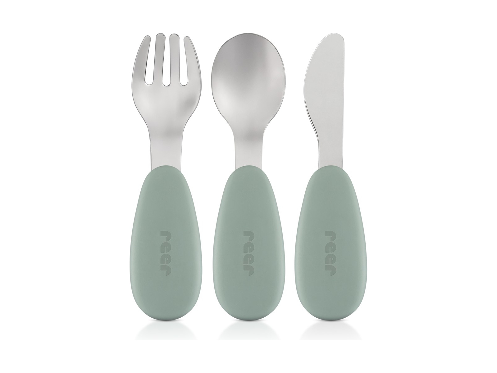 Reer Silikon-Edelstahl Besteck 3-teilig Gabel, Löffel, Messer