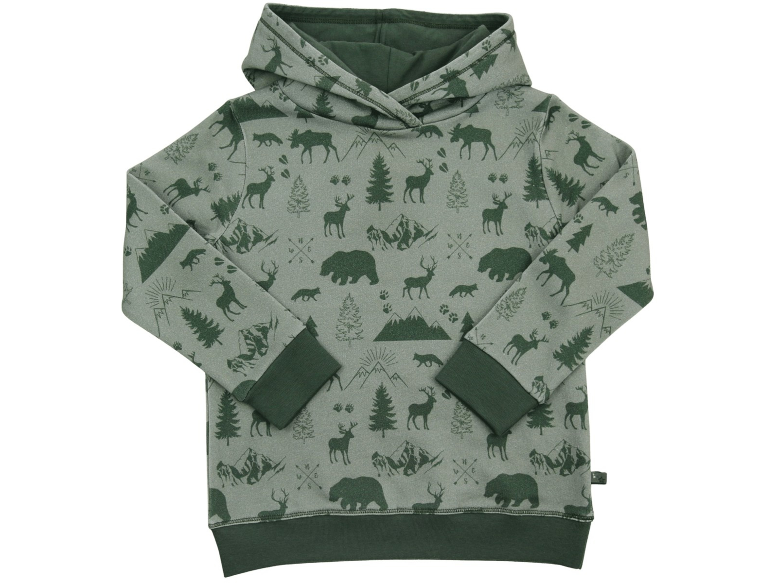 Hoodie Kapuzenpullover Bio-Baumwolle Waldtiere sage Gr. 116