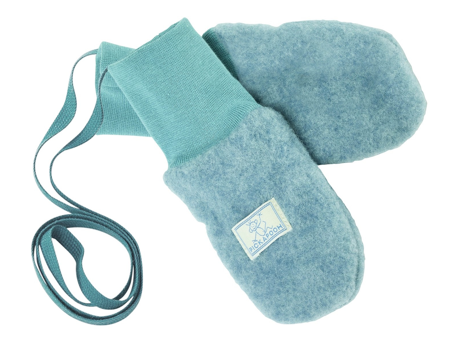 Pickapooh Baby und Kinder Fäustlinge Bio-Schurwolle Fleece sea green Gr. 1 (bis 9 Monate)