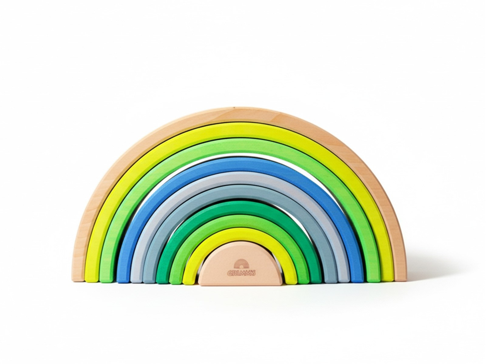 Grimms Großer Regenbogen aus Lindenholz, 10-teilig neon grün Maße 27,4 x 13,7 cm