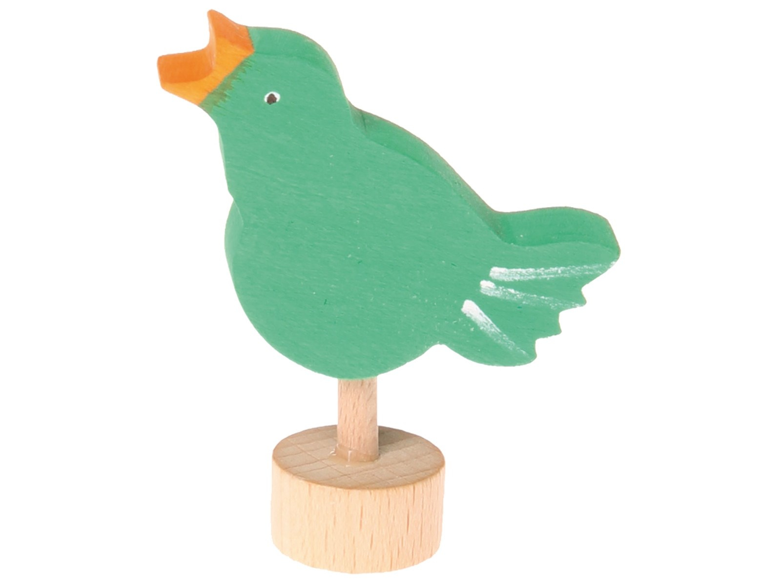 Grimms Singender Vogel Steckfigur aus Lindenholz, bunt lasiert Höhe 5 cm
