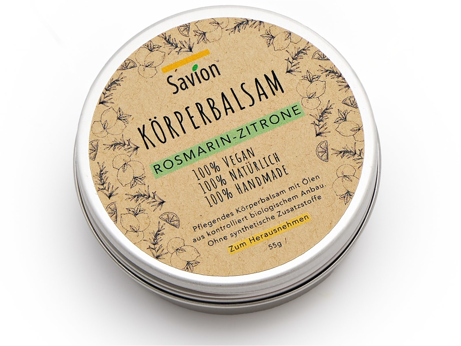 Bio Körperbalsam Rosmarin-Zitrone, in Metalldose Inhalt 55g