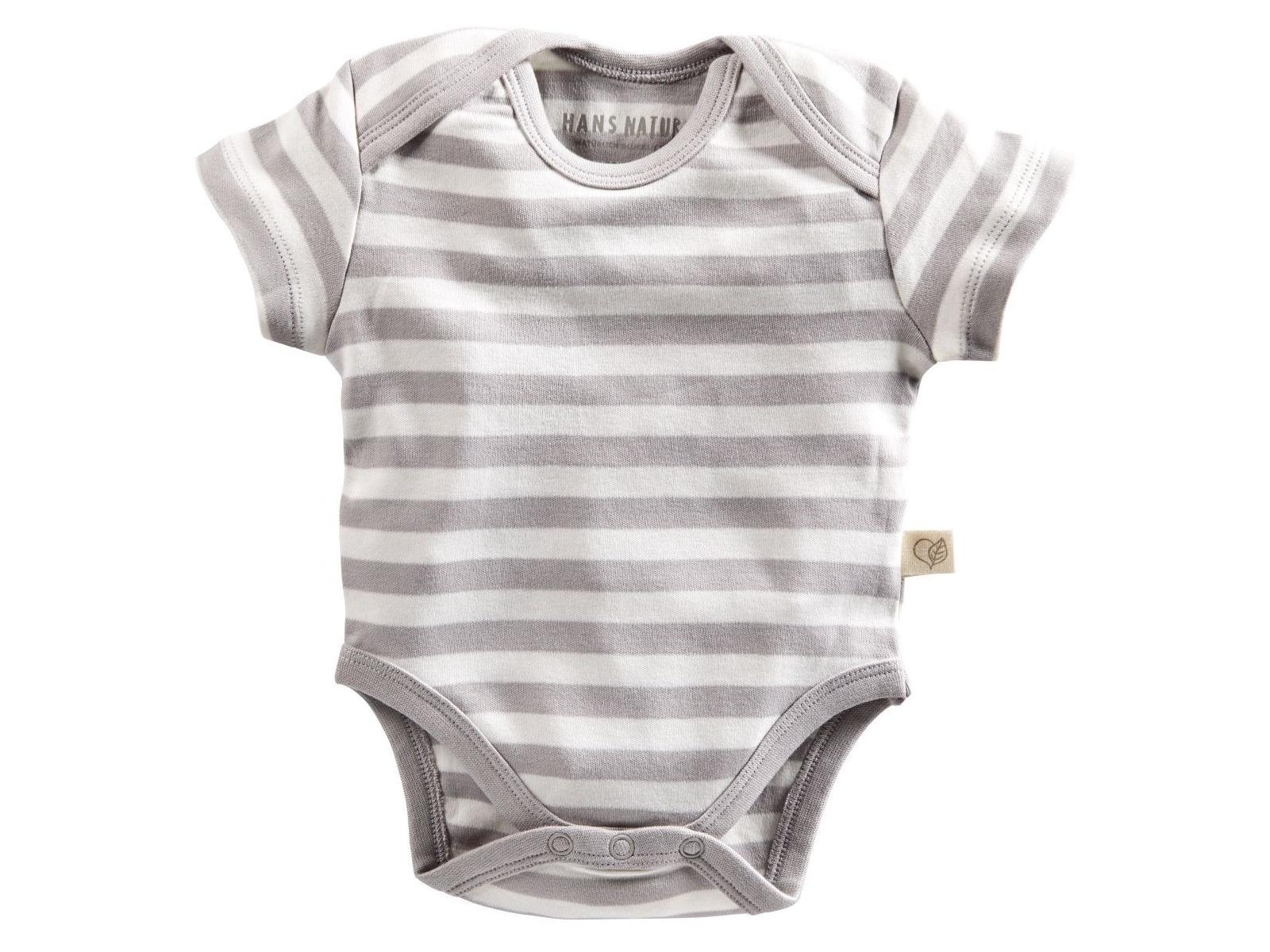 Baby Body Kurzarm Bio Baumwolle grau-off white Gr.86/92