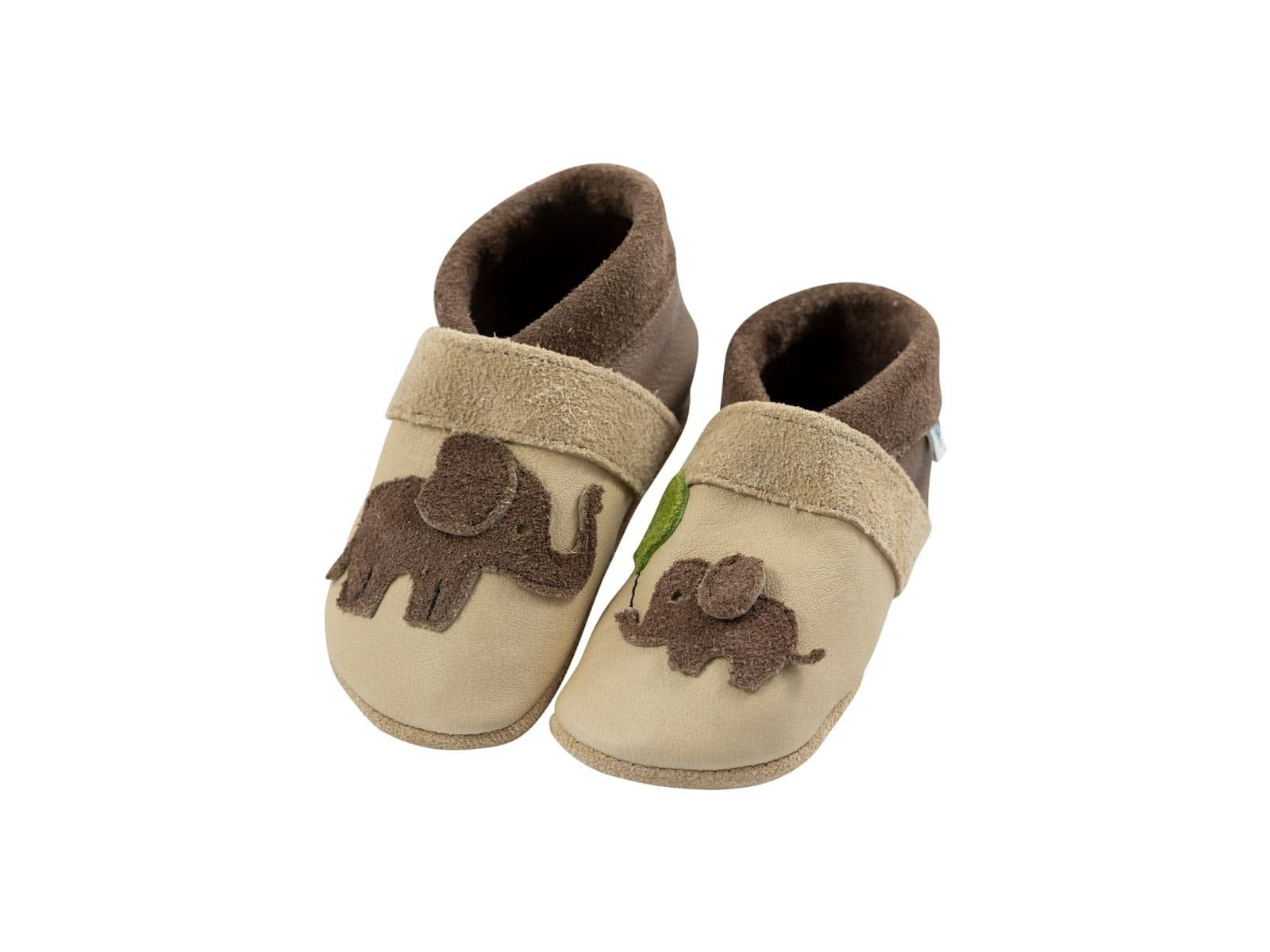 Baby und Kinder Lederpuschen Krabbelschuhe Elefant walnuss/hippo Gr.27/28