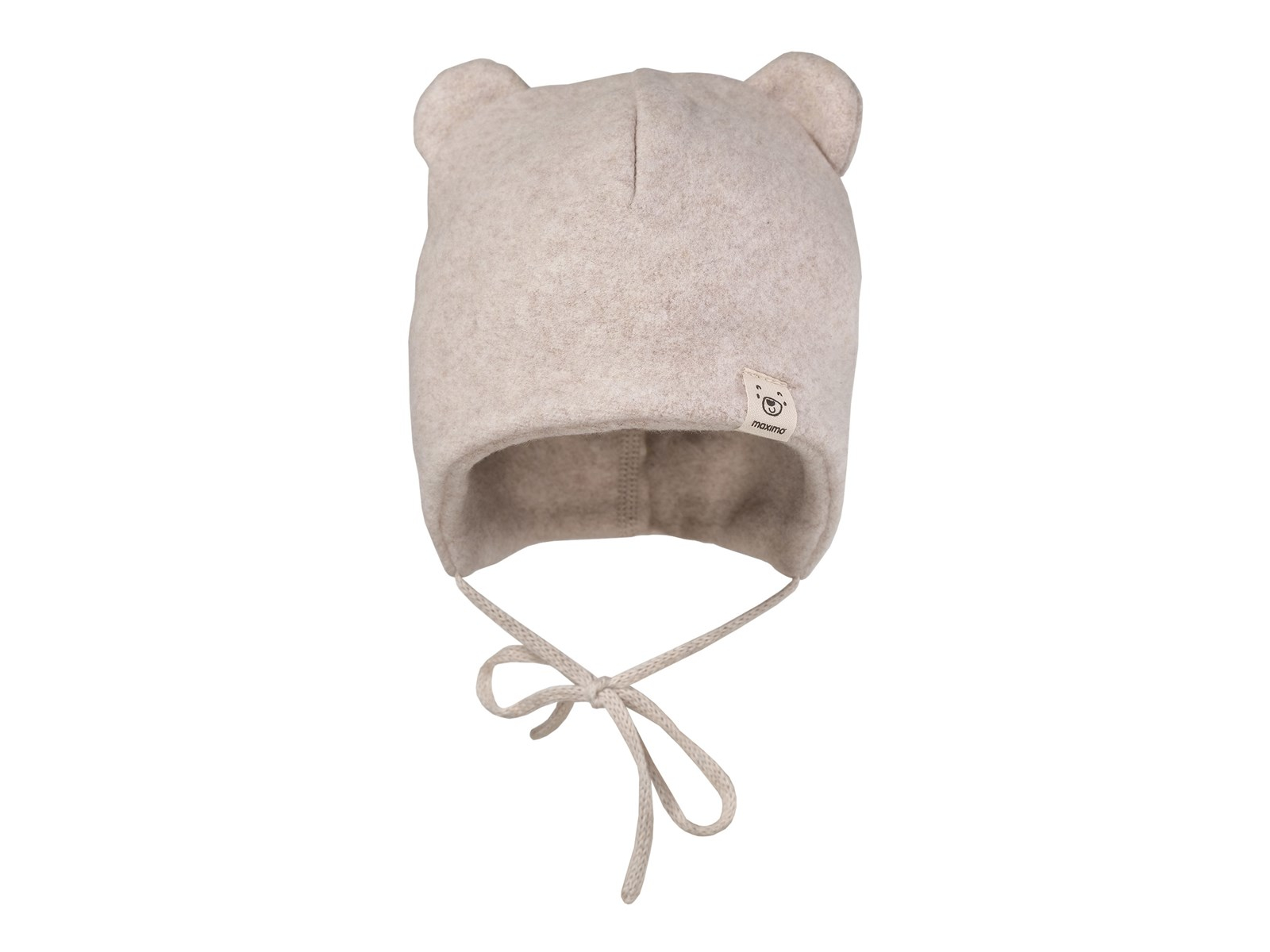 Baby Mütze mit Öhrchen Bio-Baumwolle Fleece hellbraun-meliert Gr. 43
