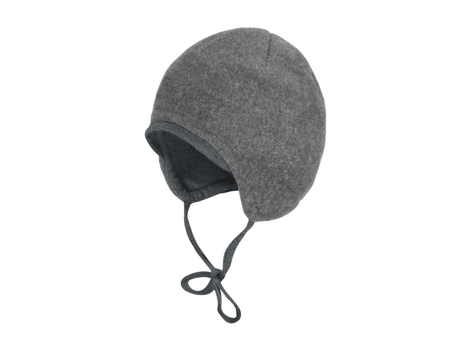 Baby Mütze Bio-Schurwolle Fleece mittelgrau Gr. 43